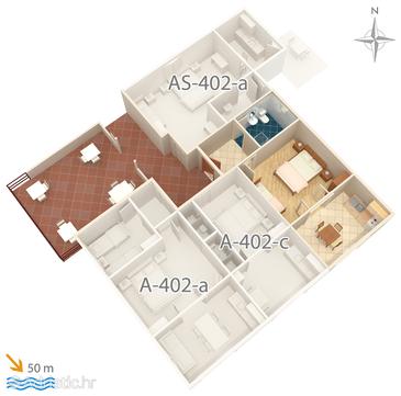 Plan Saplunara, Plan in the apartment, dopusteni kucni ljubimci i WIFI.