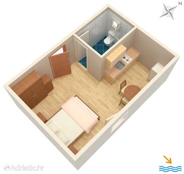 Plan Vrboska, Plan in the studio-apartment, WIFI.