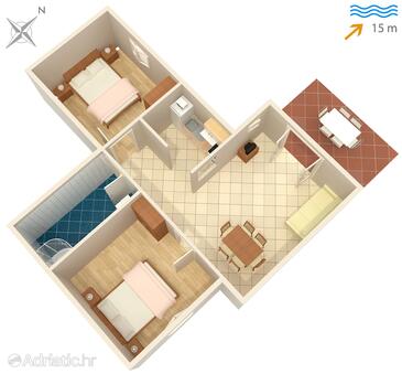Plan Mudri Dolac, Plan in the apartment, dopusteni kucni ljubimci i WIFI.