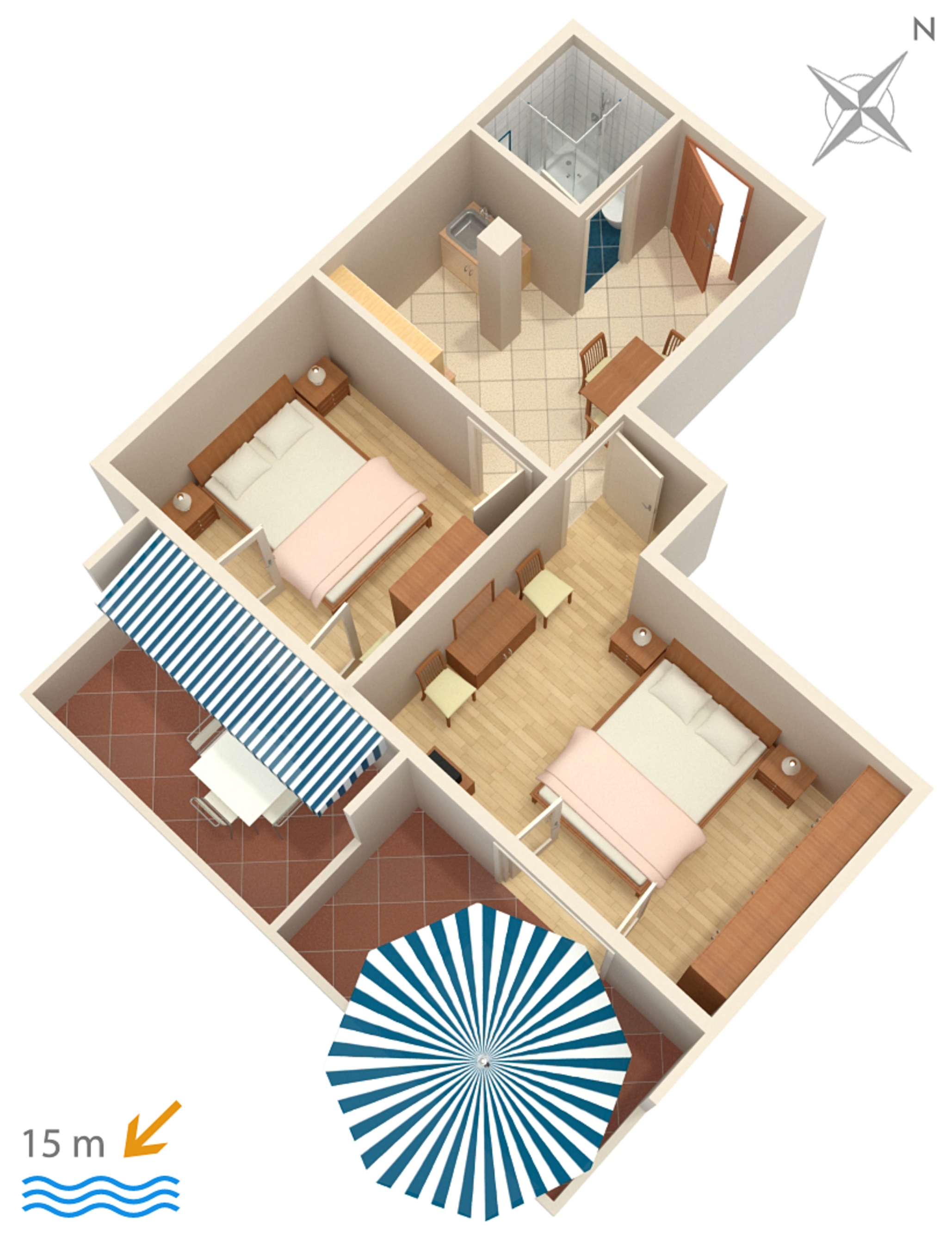 Two bedroom apartment near beach Novalja, Pag  A-b