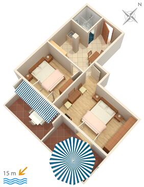 Novalja, plattegrond in the apartment, WiFi.