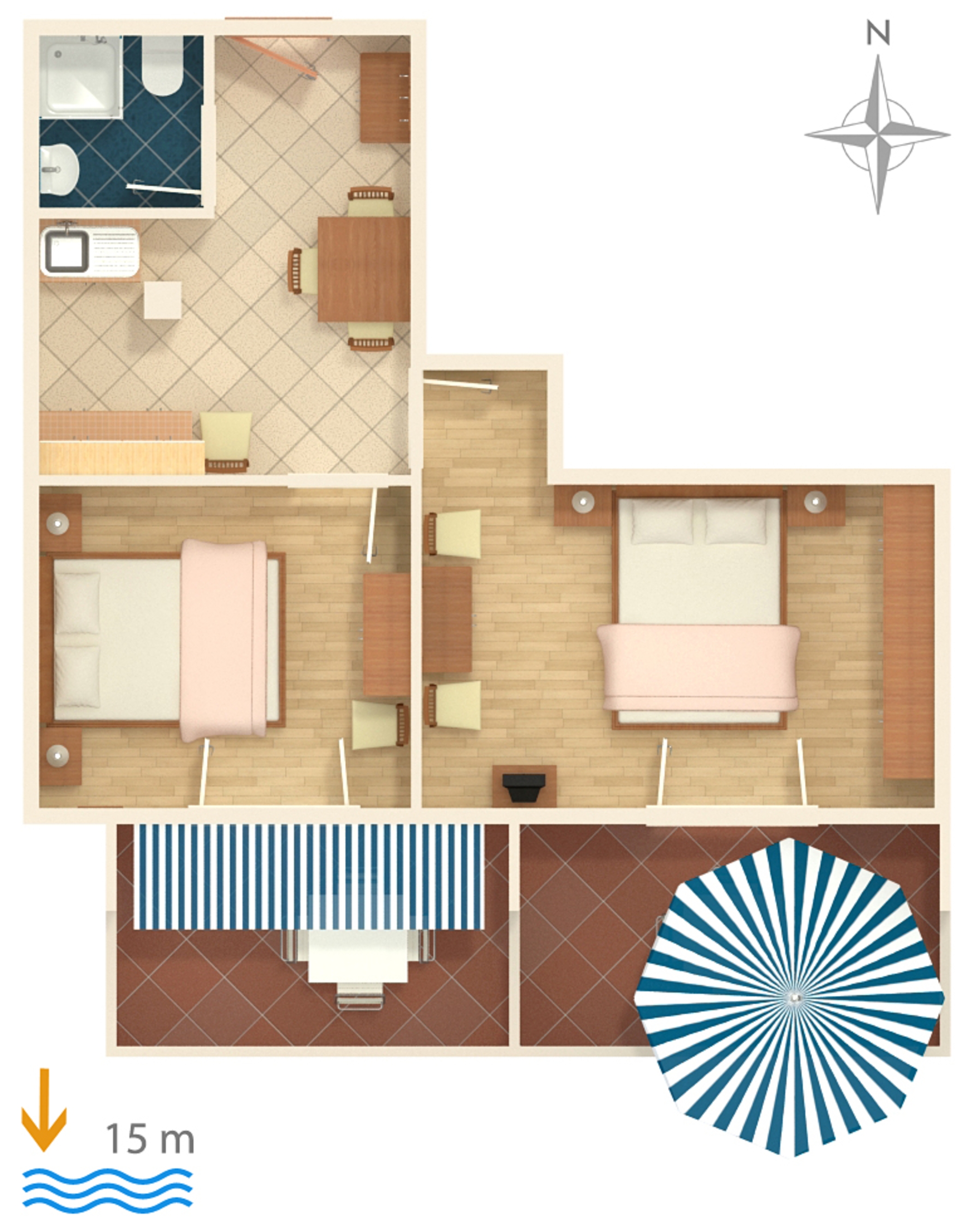 Two bedroom apartment near beach Novalja, Pag  A-b