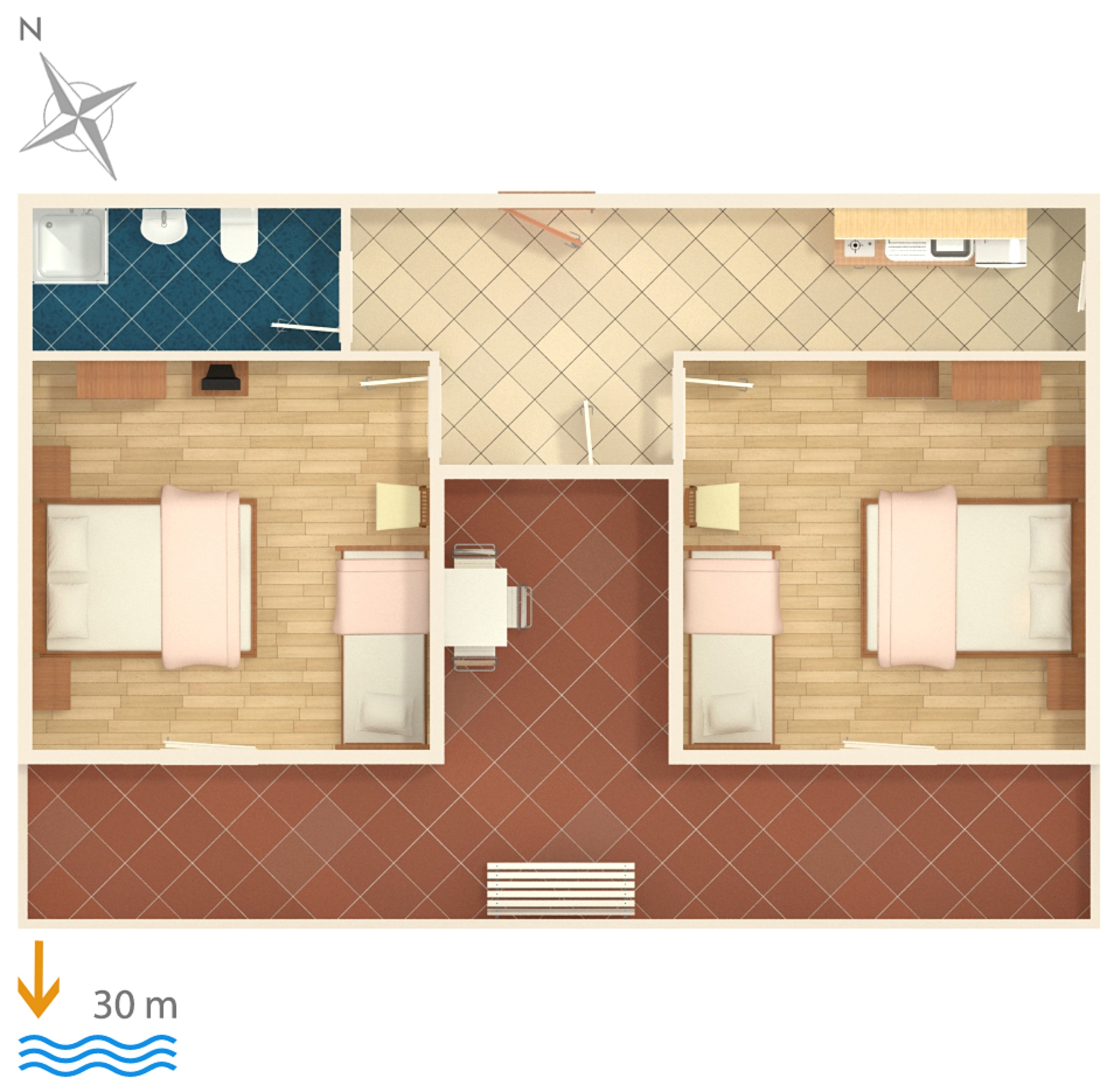 Two bedroom apartment near beach Zubovići, Pag  A-b