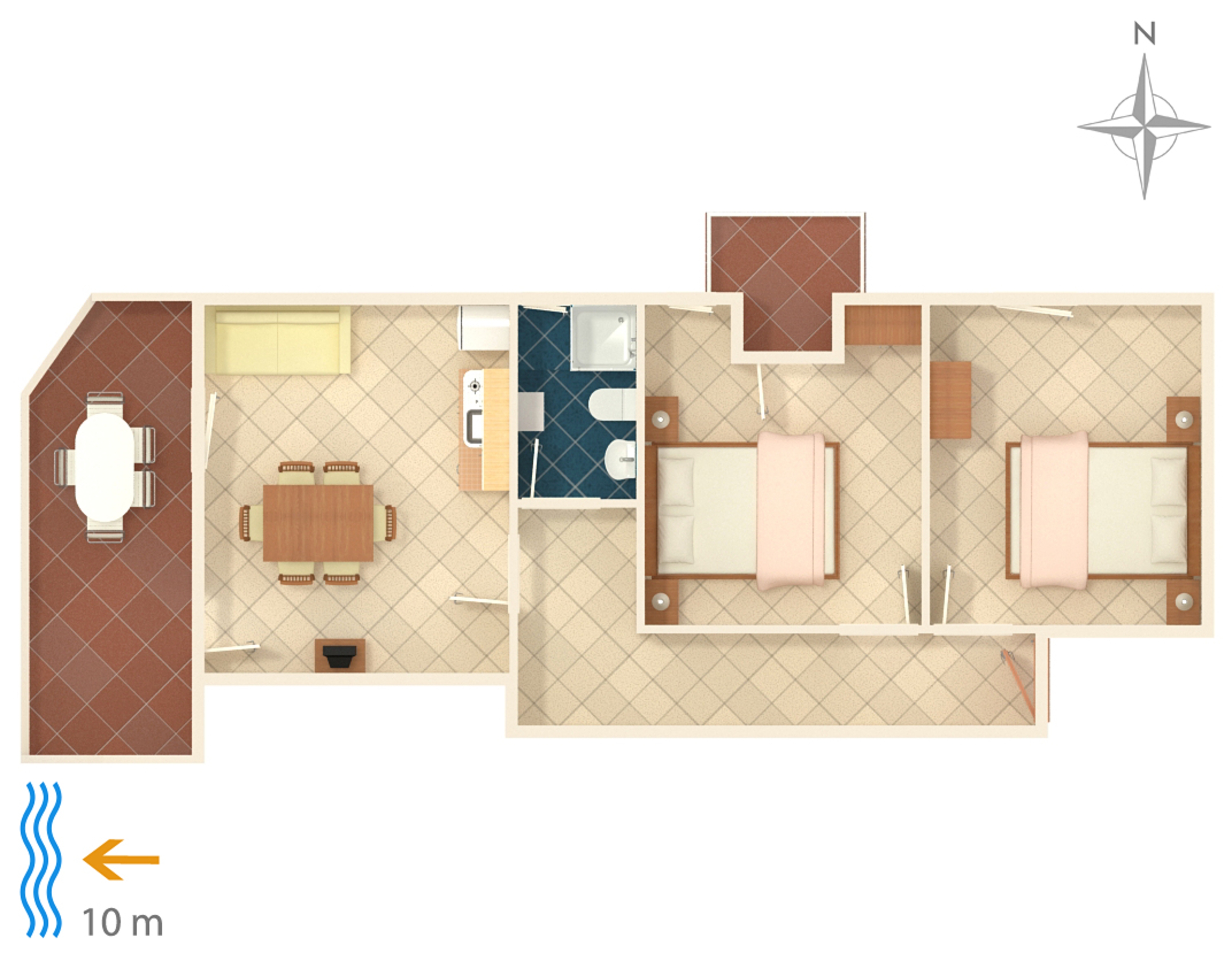 Two bedroom apartment near beach Kustići, Pag  A-a