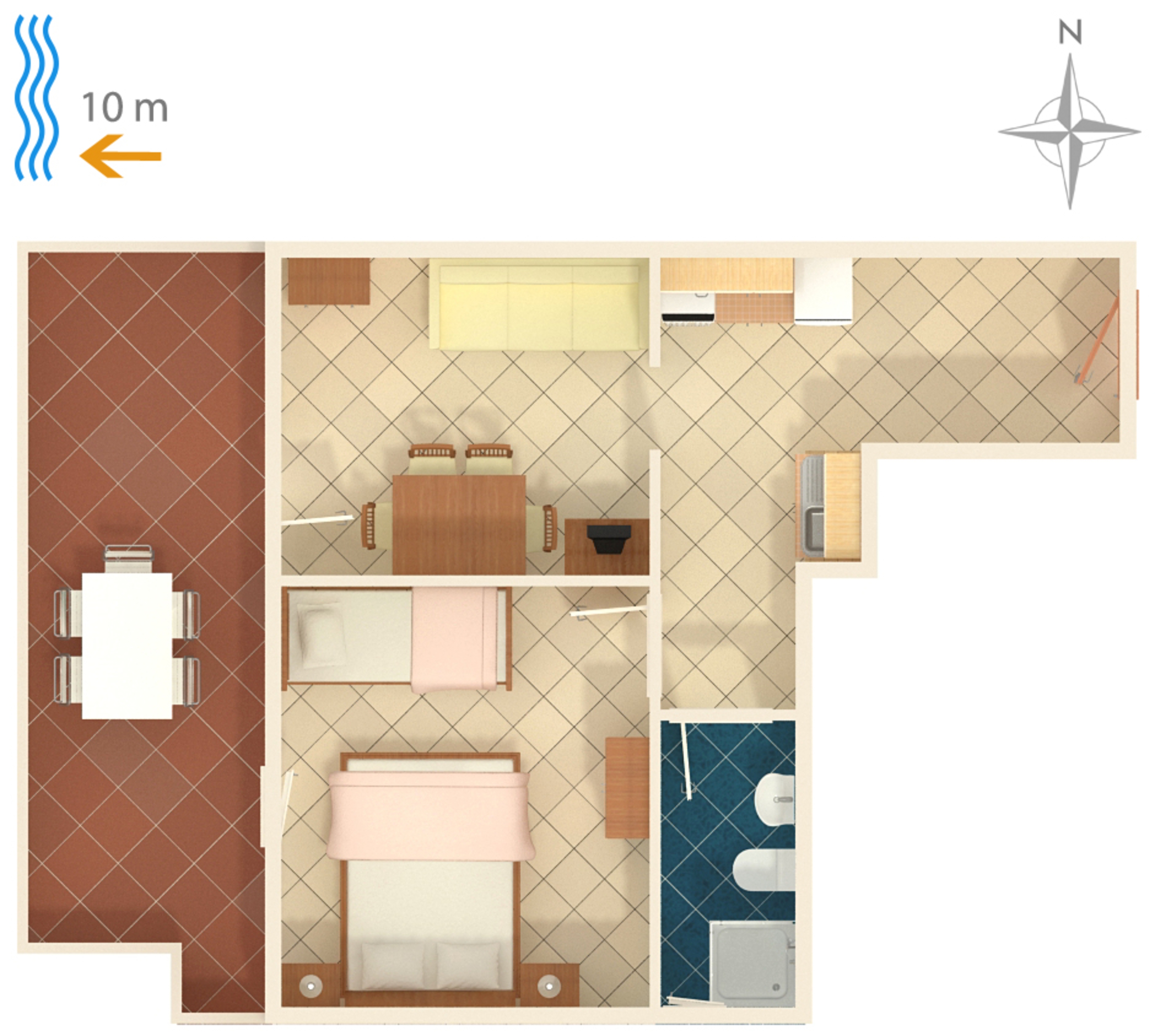 One bedroom apartment near beach Kustići, Pag  A-c