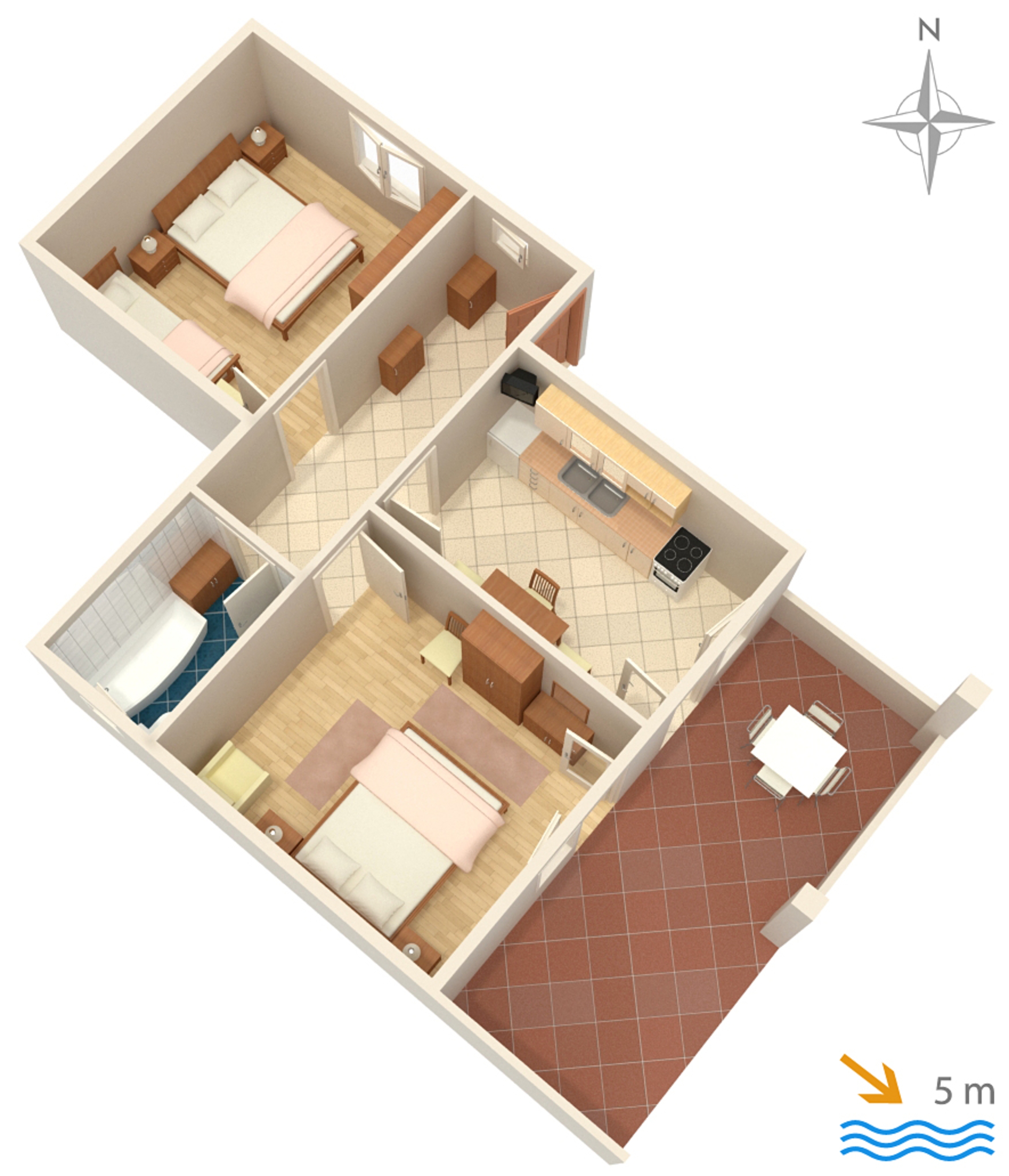 Two bedroom apartment near beach Mandre, Pag  A-a