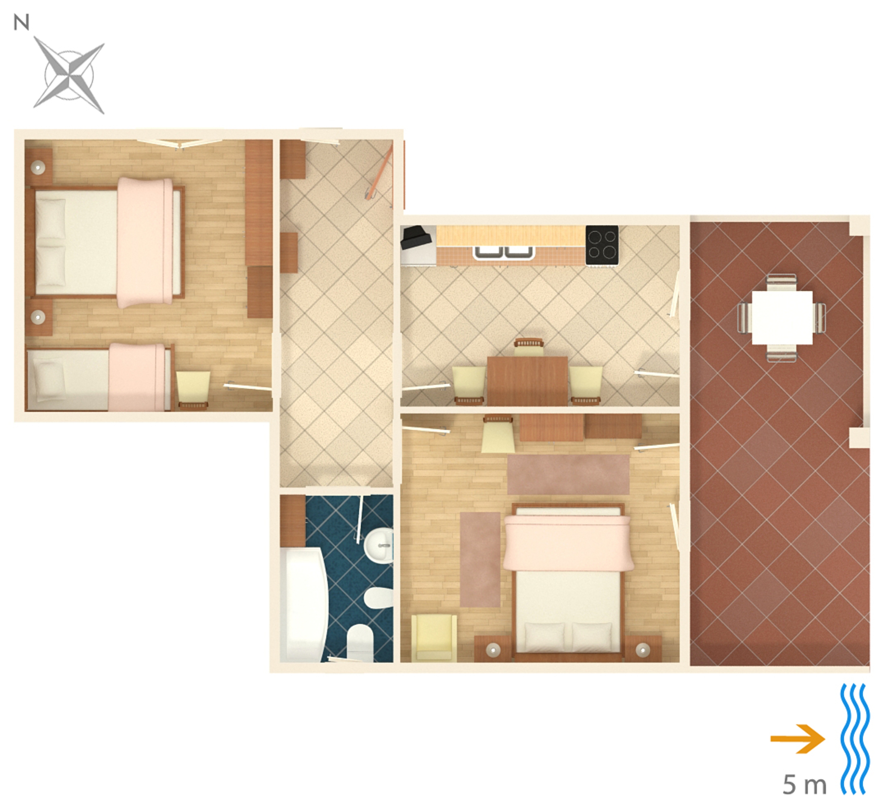 Two bedroom apartment near beach Mandre, Pag  A-a