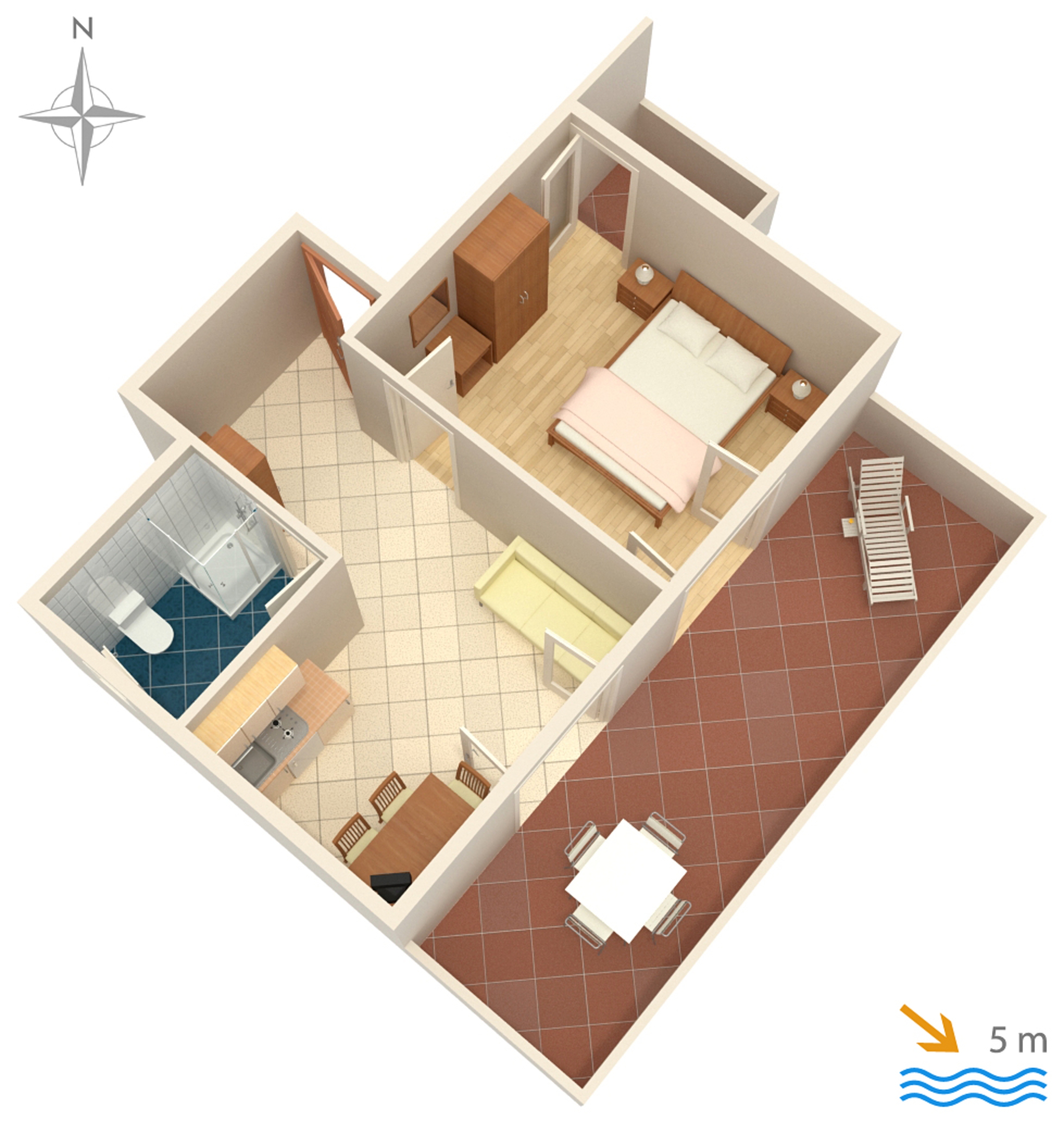 One bedroom apartment near beach Mandre, Pag  A-b