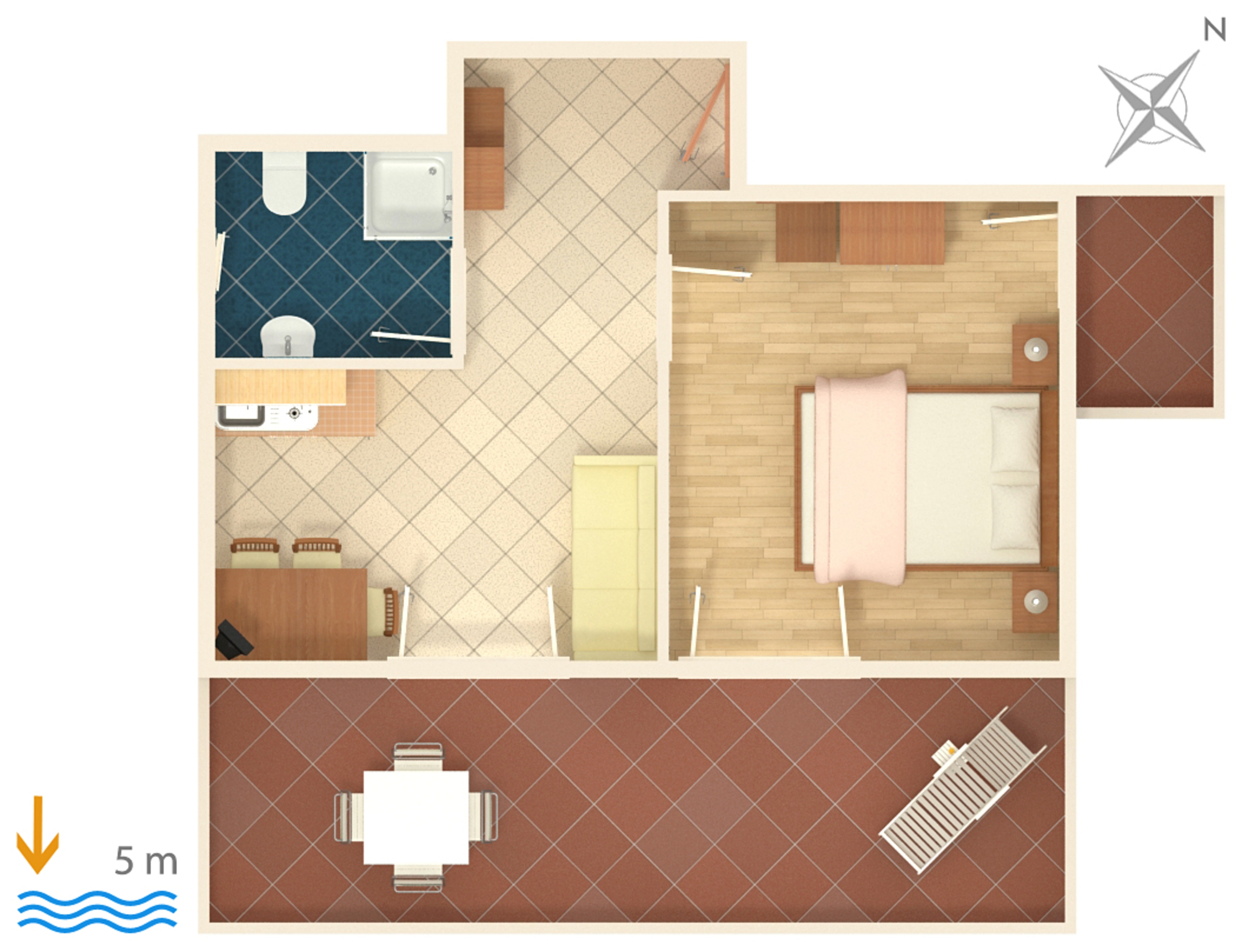 One bedroom apartment near beach Mandre, Pag  A-b