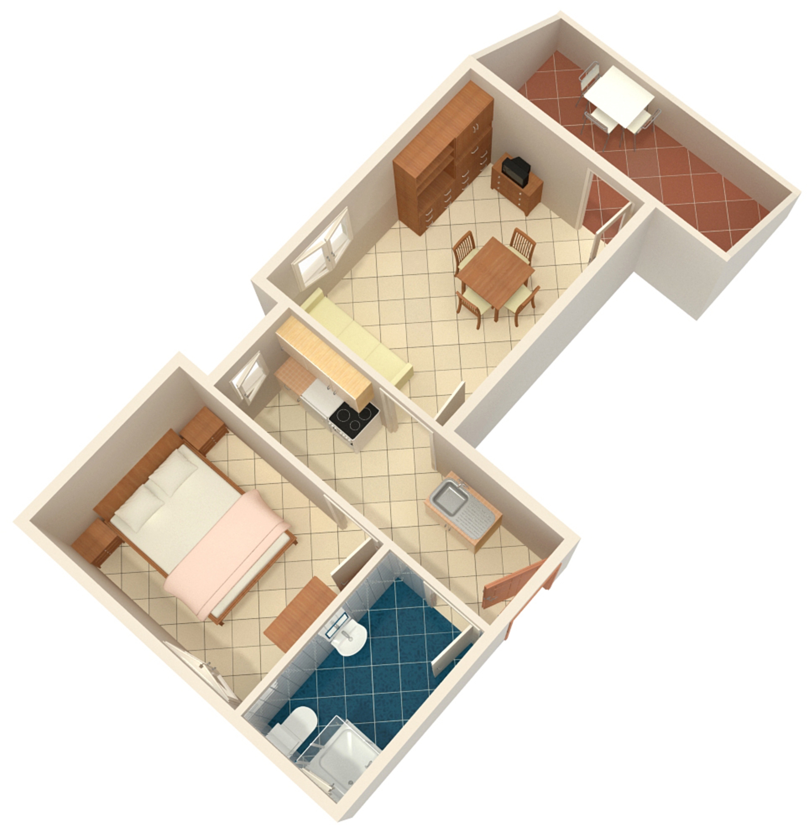 One bedroom apartment with terrace and sea view Potočnica, Pag  A-f