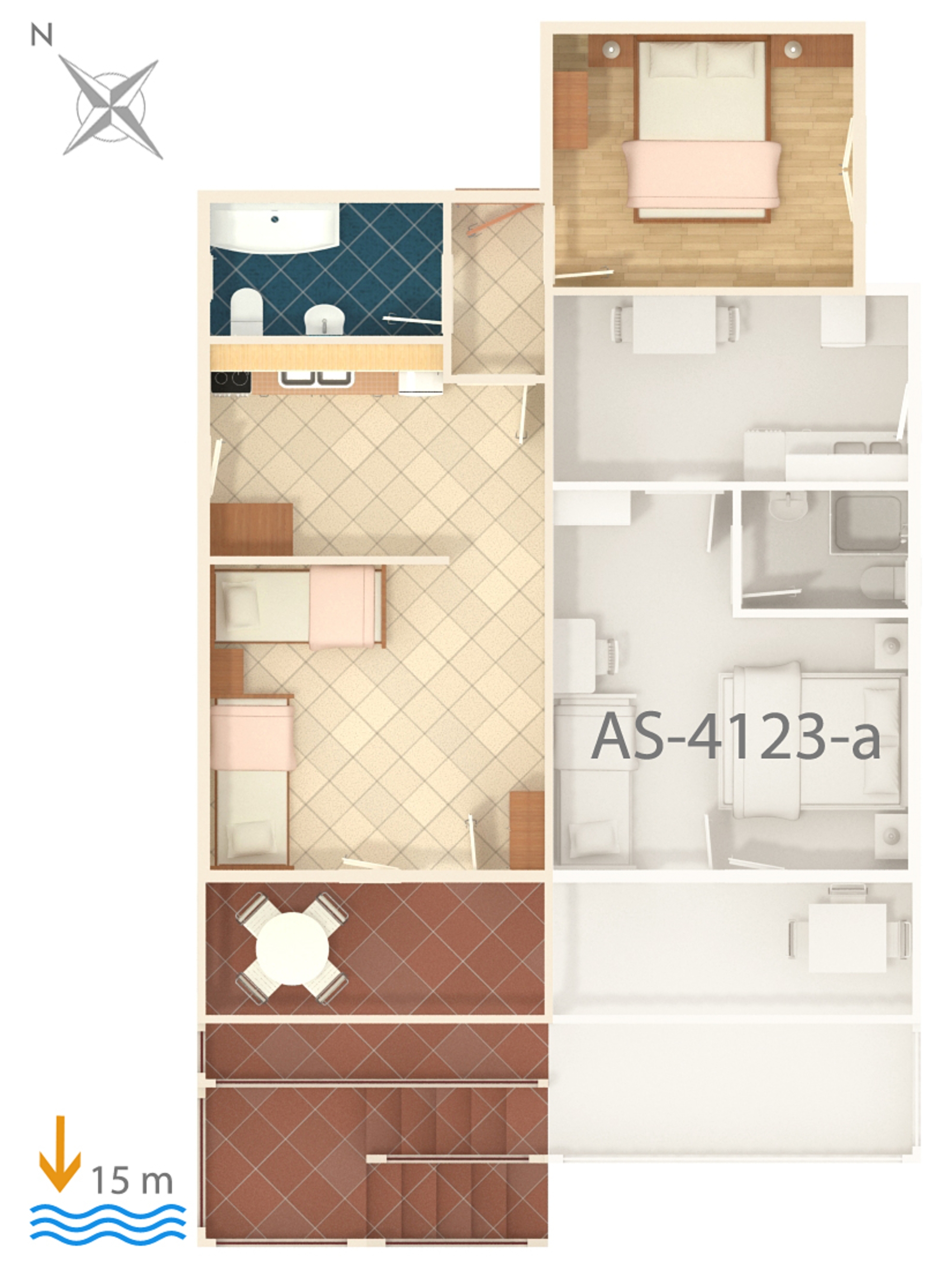 One bedroom apartment near beach Mandre, Pag  A-a