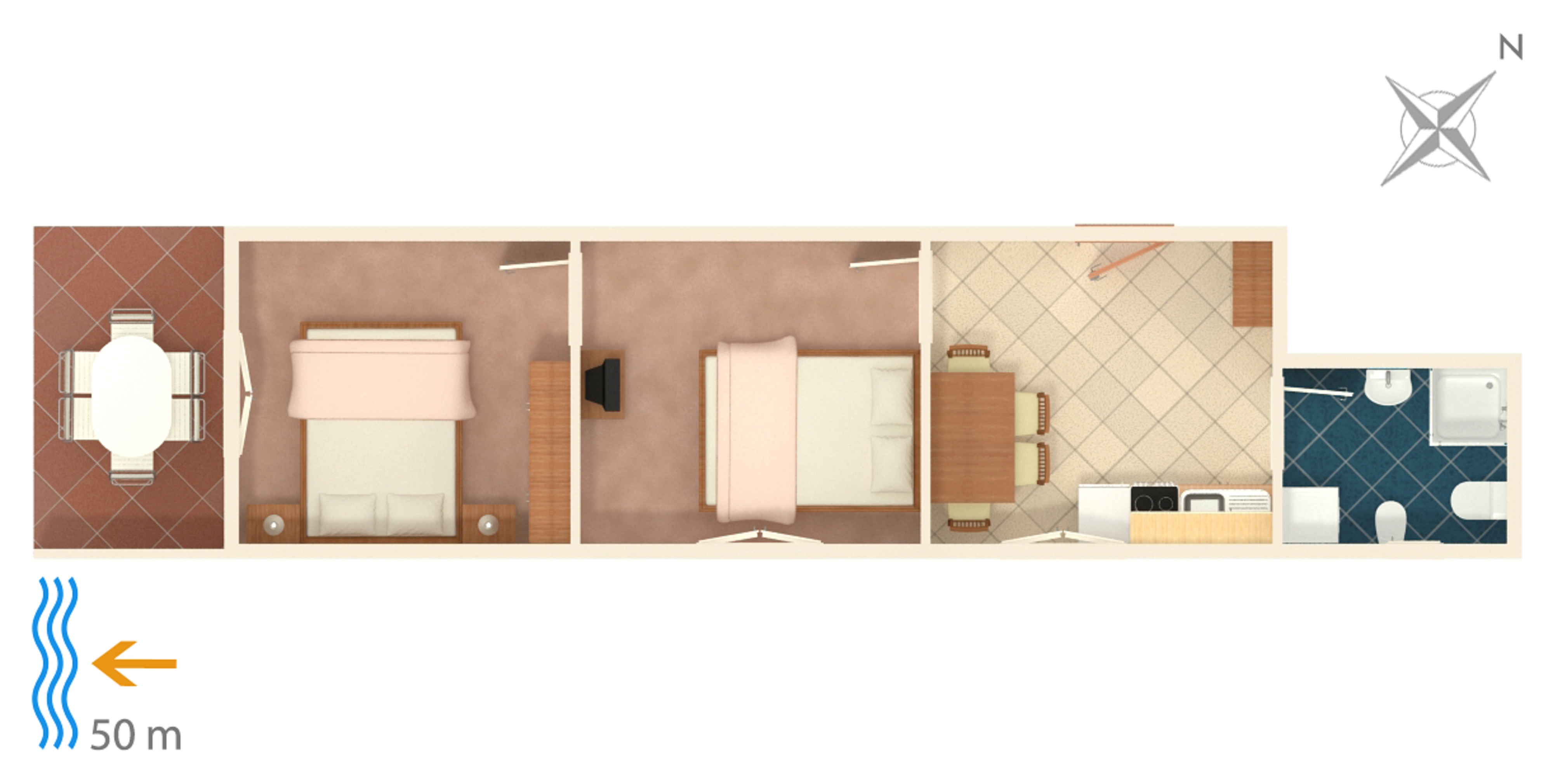 Two bedroom apartment near beach Zubovići, Pag  A-b