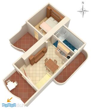 Zubovići, plattegrond in the apartment, (pet friendly) en WiFi.