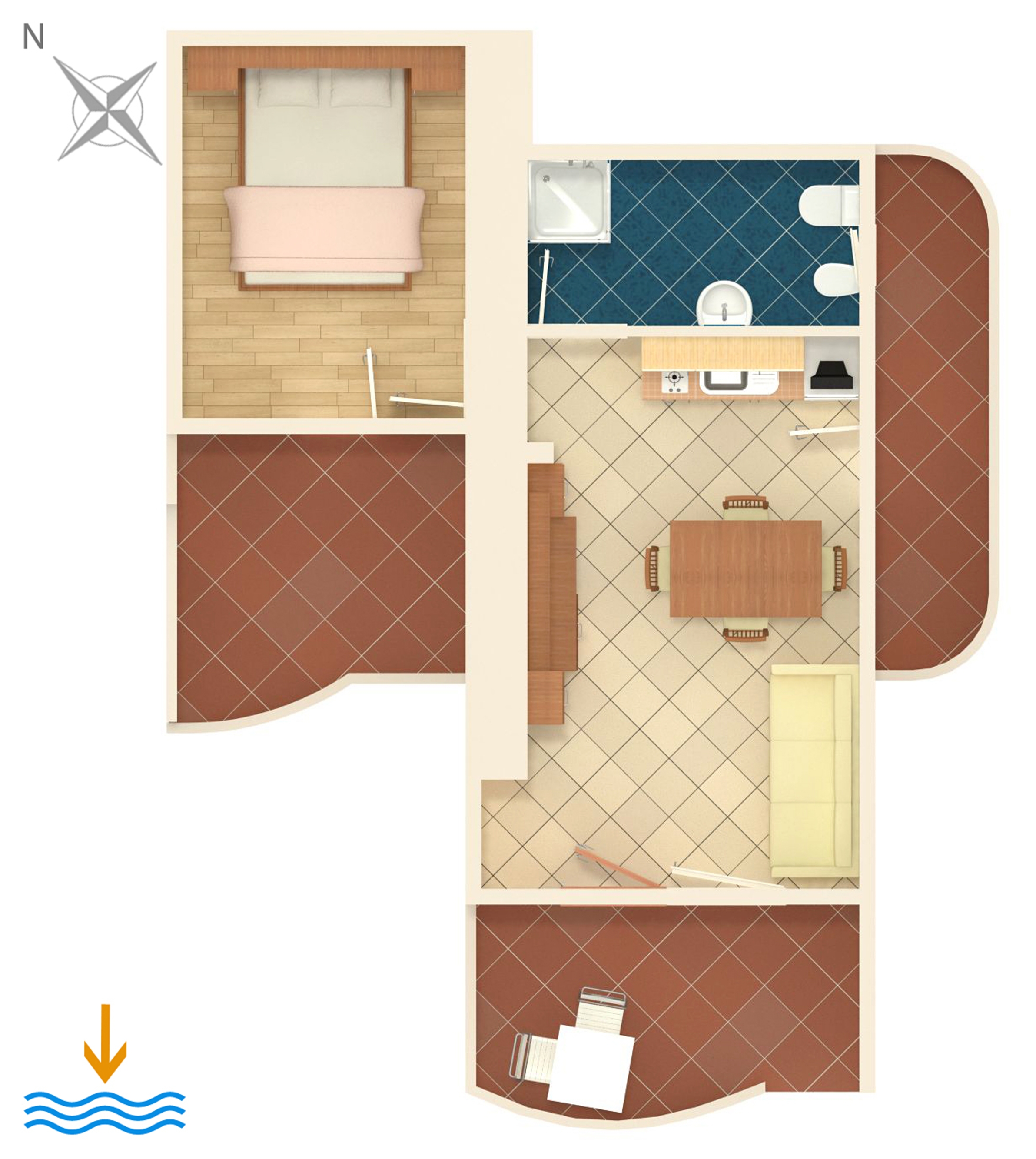 One bedroom apartment near beach Zubovići, Pag  A-c