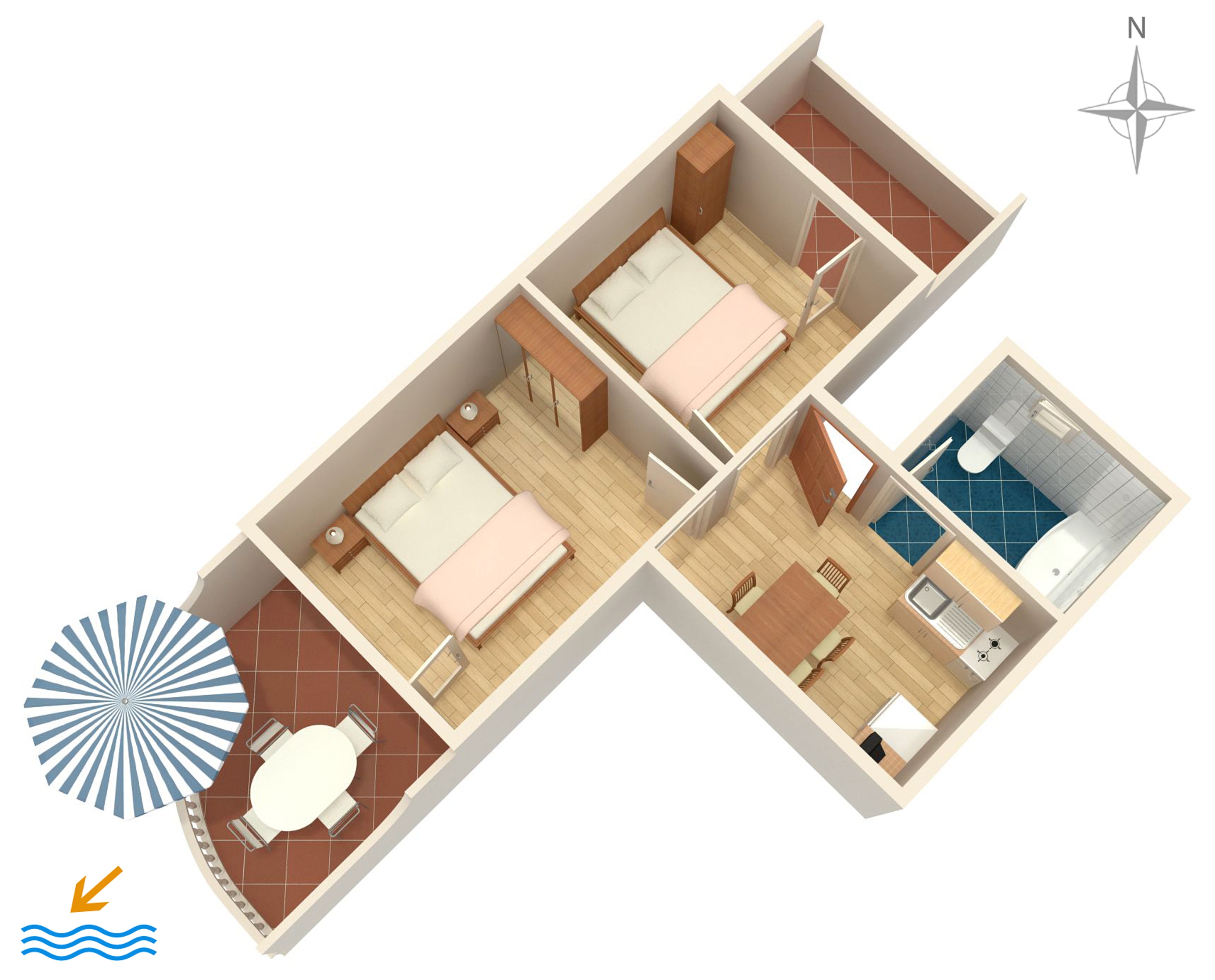 Two bedroom apartment near beach Zubovići, Pag  A-d