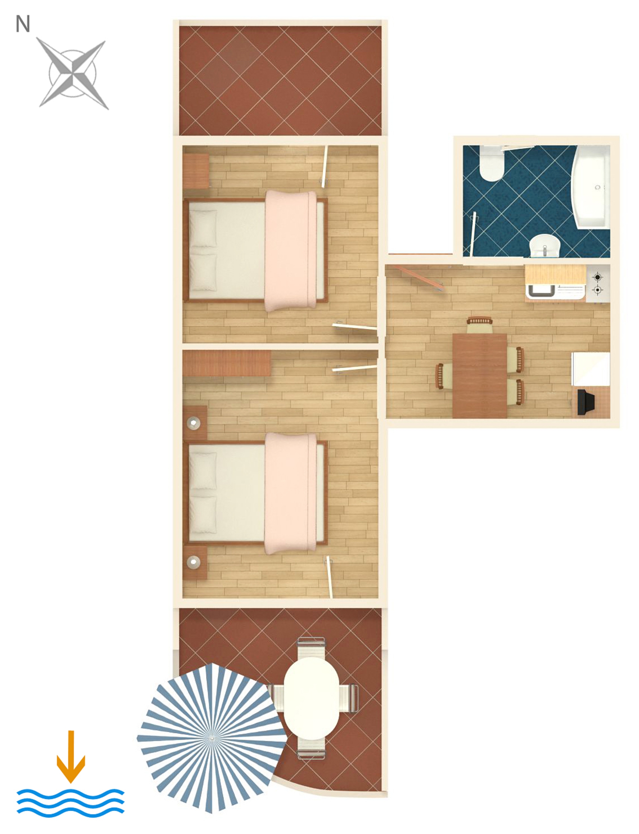 Two bedroom apartment near beach Zubovići, Pag  A-d