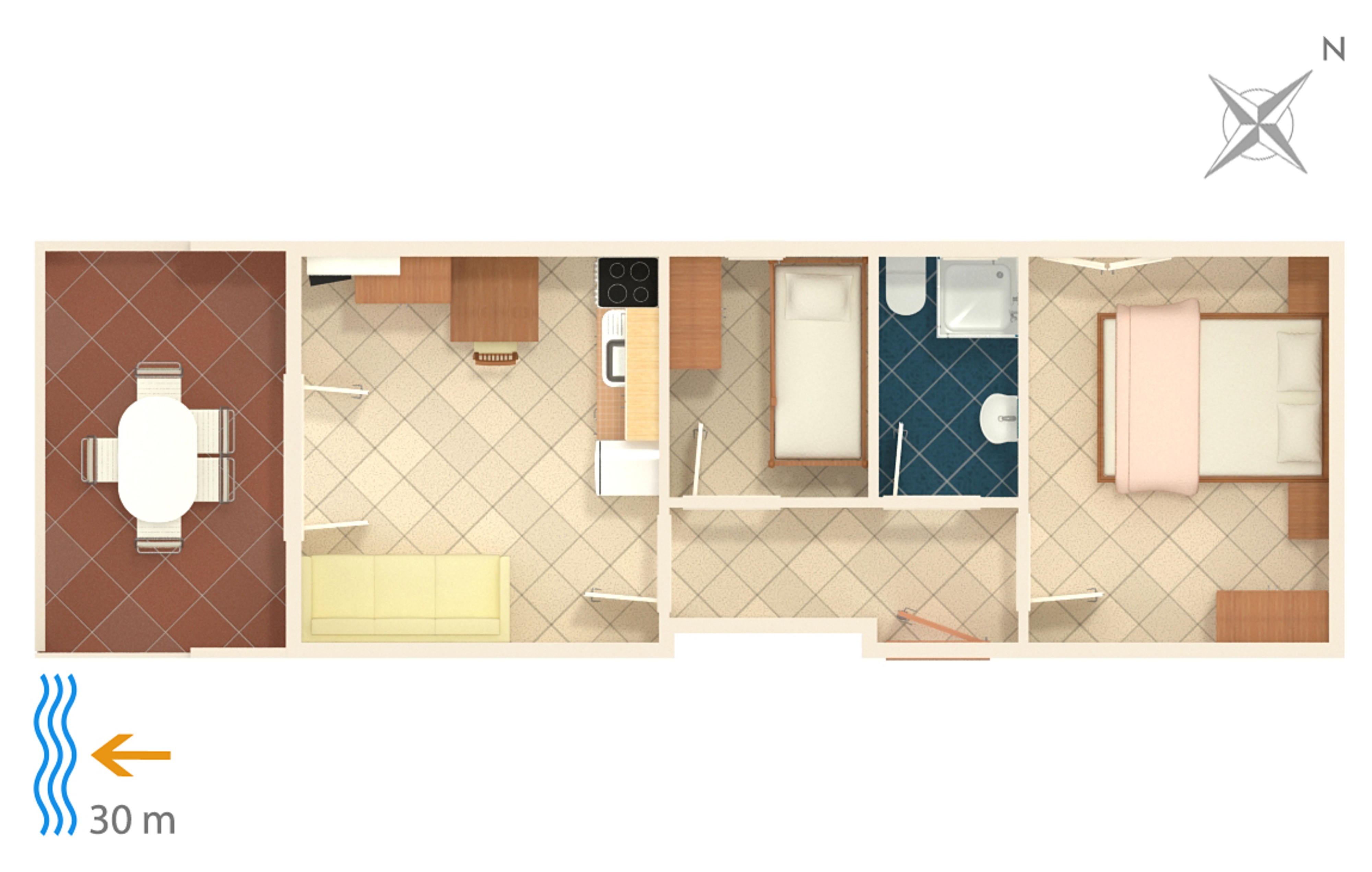 Two bedroom apartment near beach Kustići, Pag  A-b