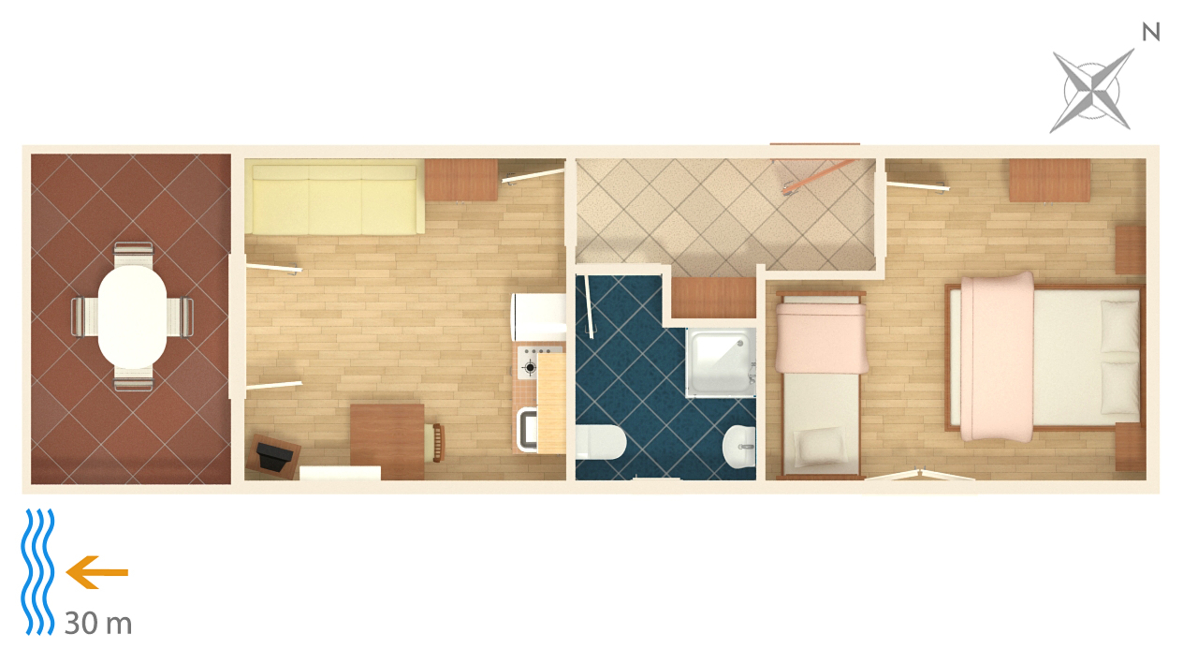 One bedroom apartment near beach Kustići, Pag  A-c