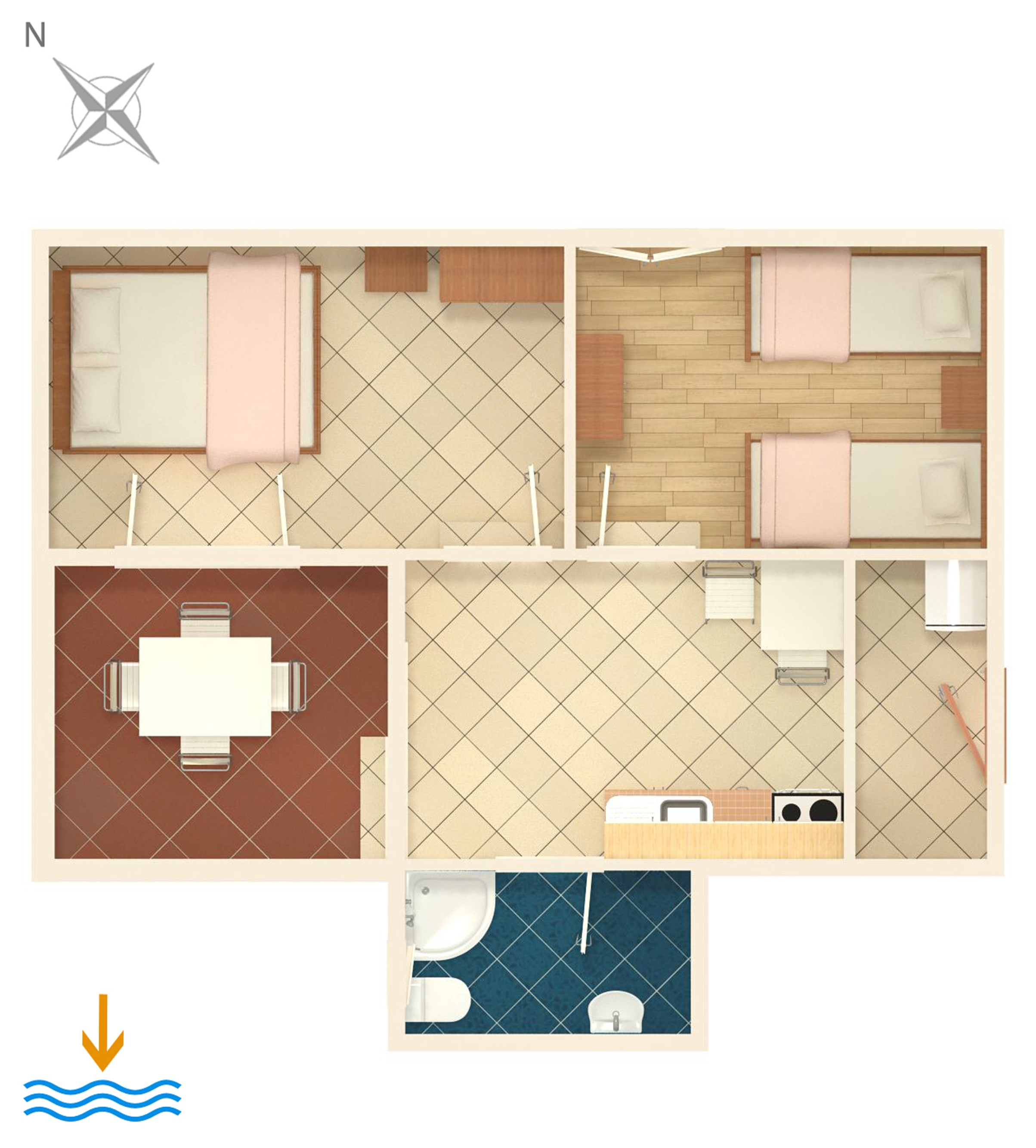 Two bedroom apartment near beach Kustići, Pag  A-d