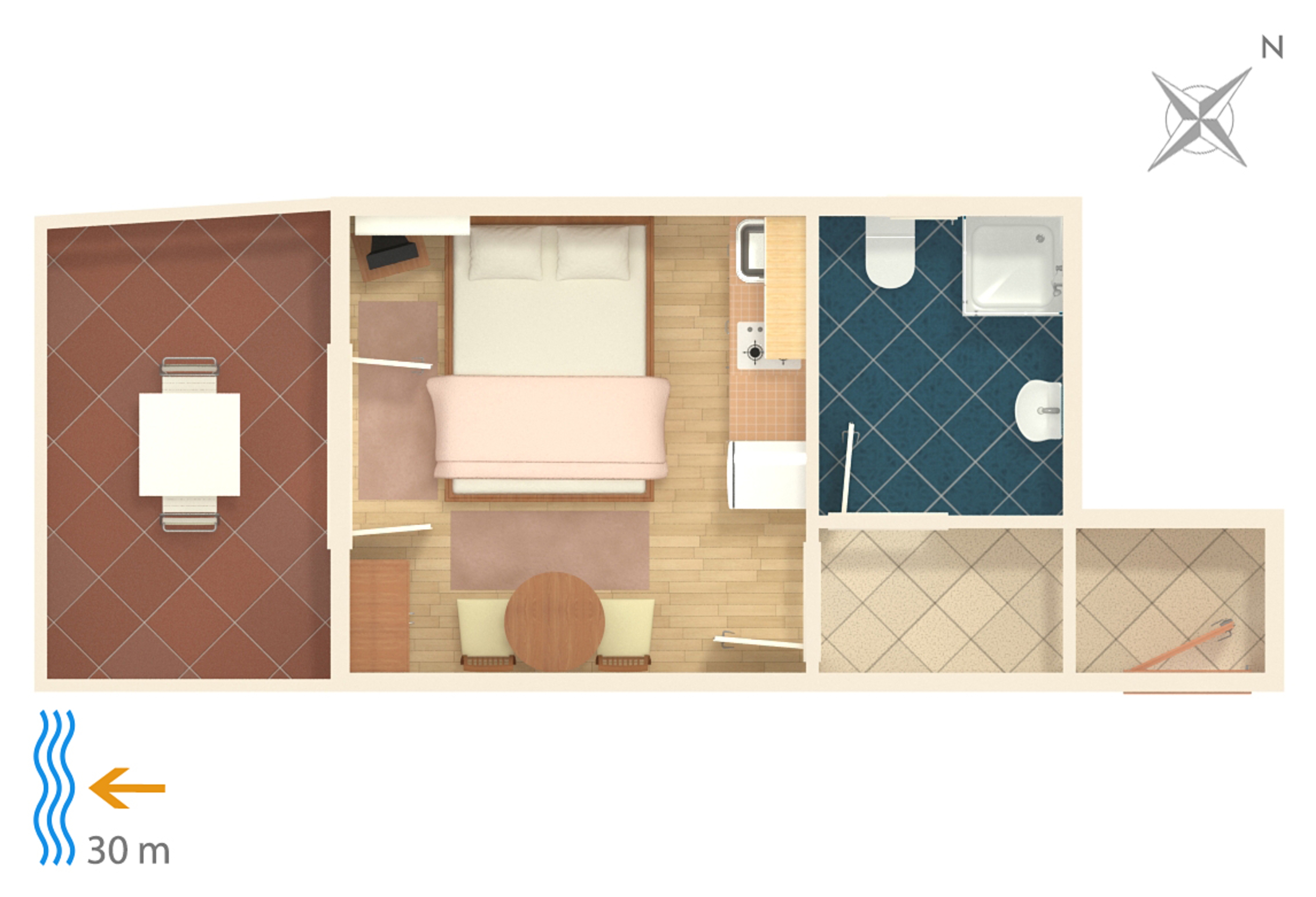 Studio flat near beach Kustići, Pag  AS-c