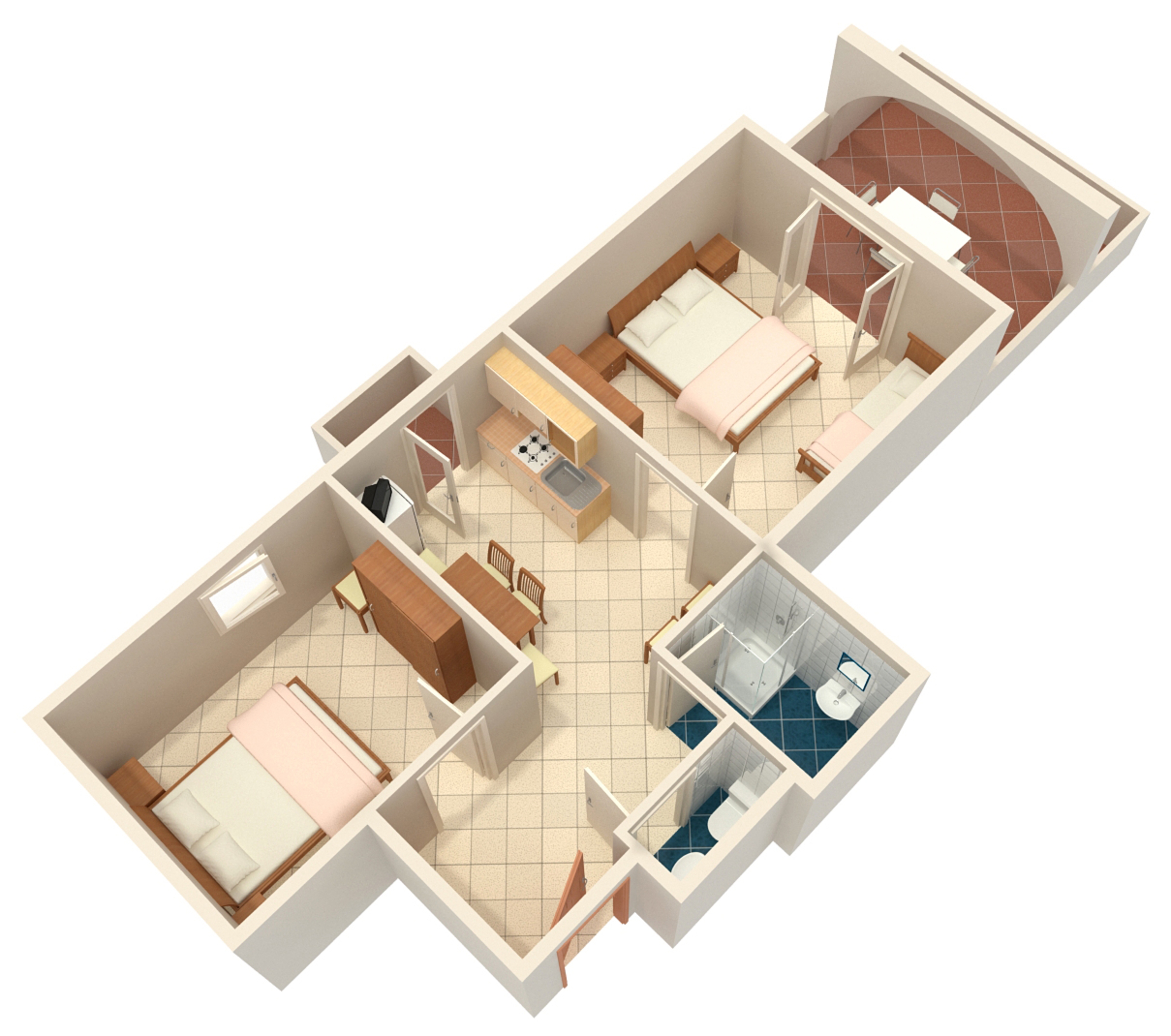 Two bedroom apartment with terrace and sea view Zubovići, Pag  A-a