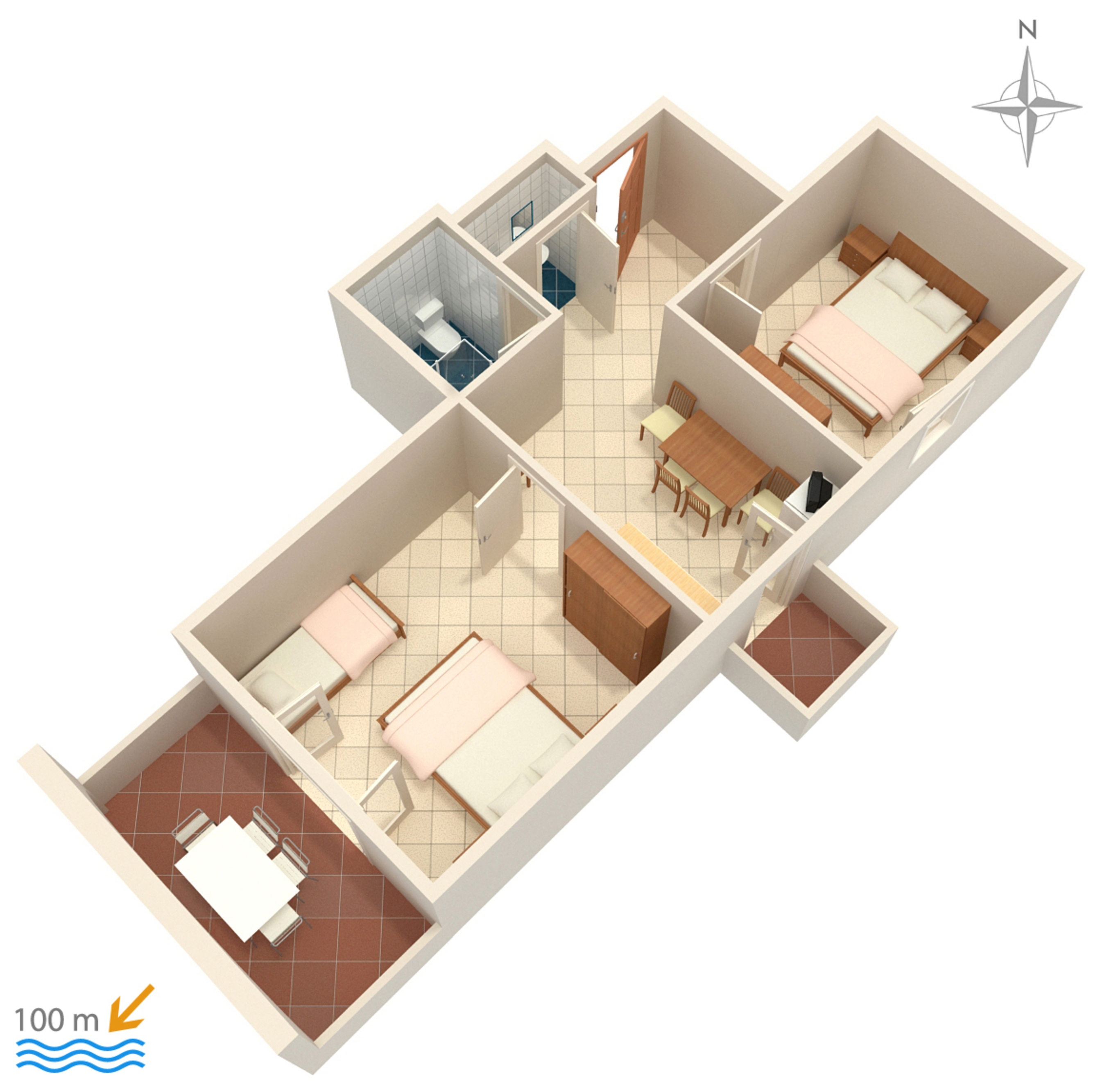 Two bedroom apartment with terrace and sea view Zubovići, Pag  A-e