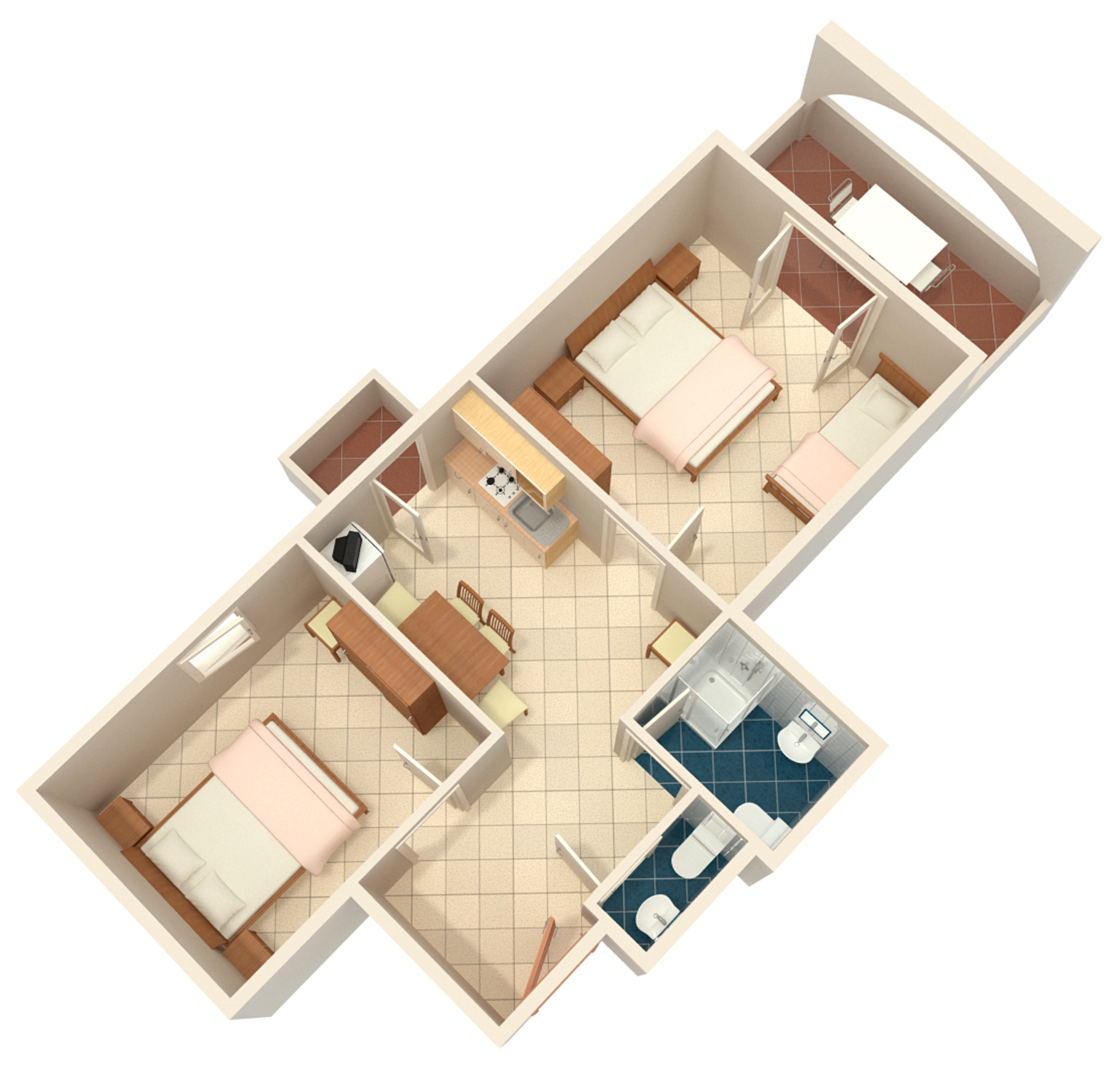 Two bedroom apartment with terrace and sea view Zubovići, Pag  A-e