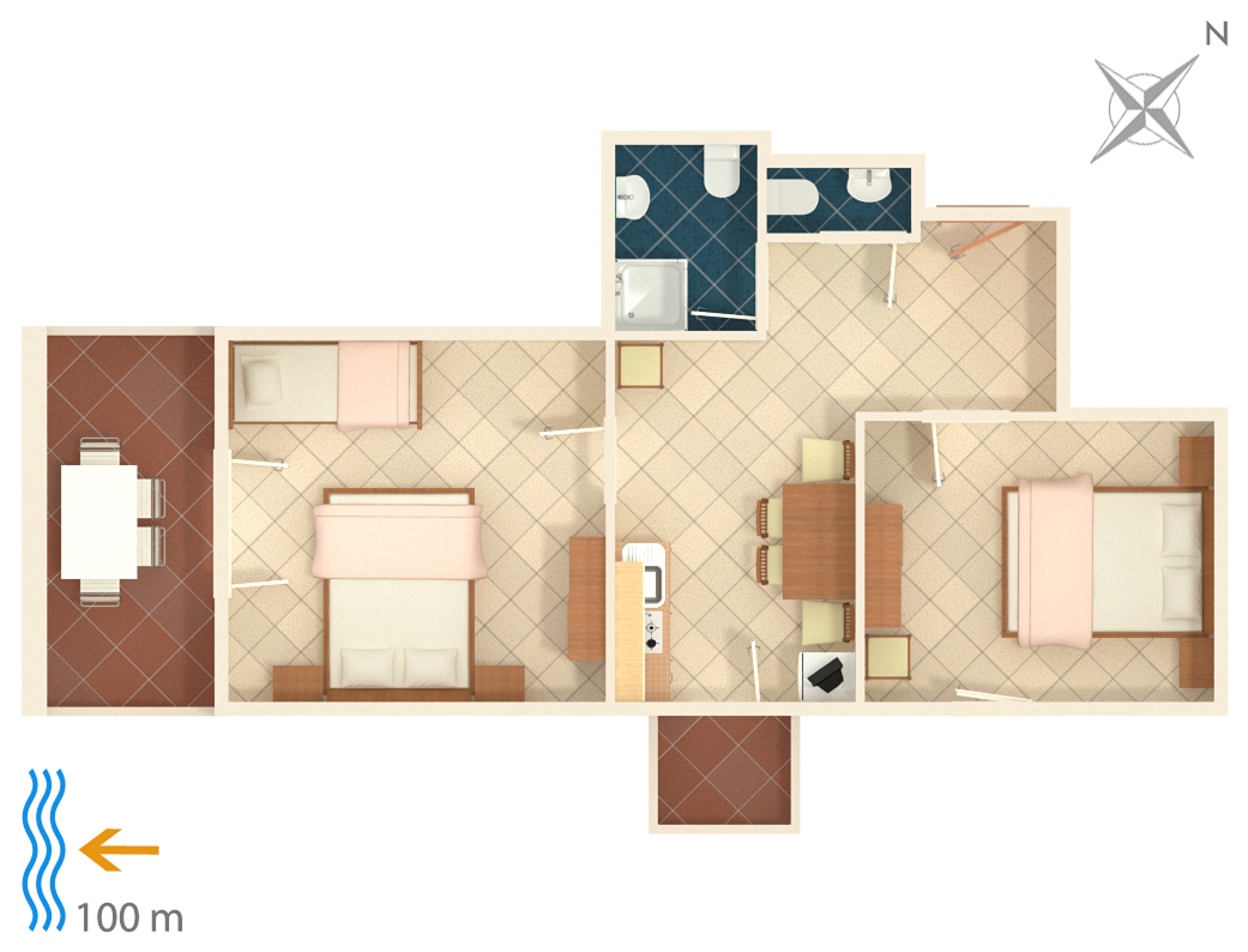Two bedroom apartment with terrace and sea view Zubovići, Pag  A-e