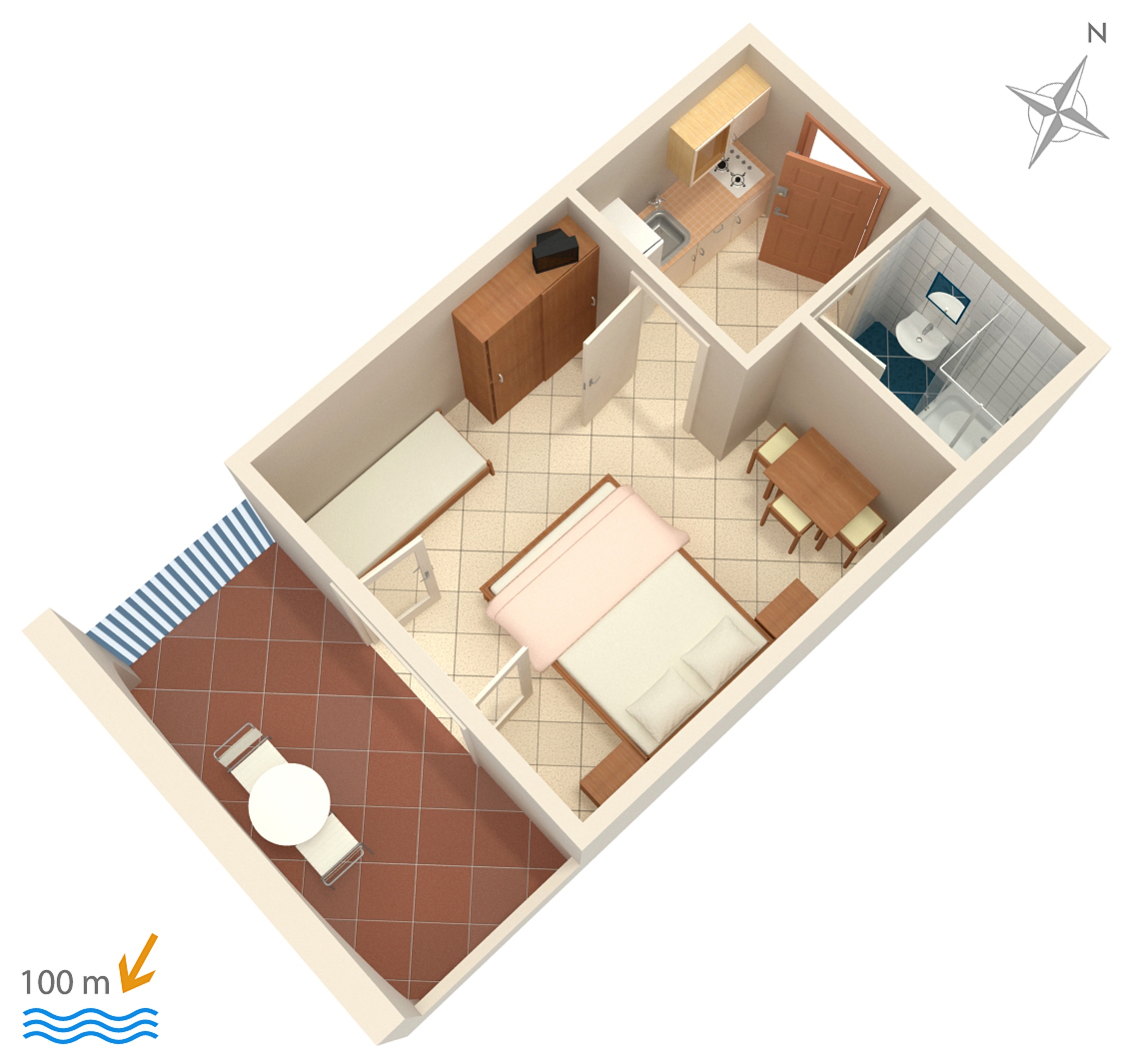 One bedroom apartment with terrace and sea view Zubovići, Pag  A-g