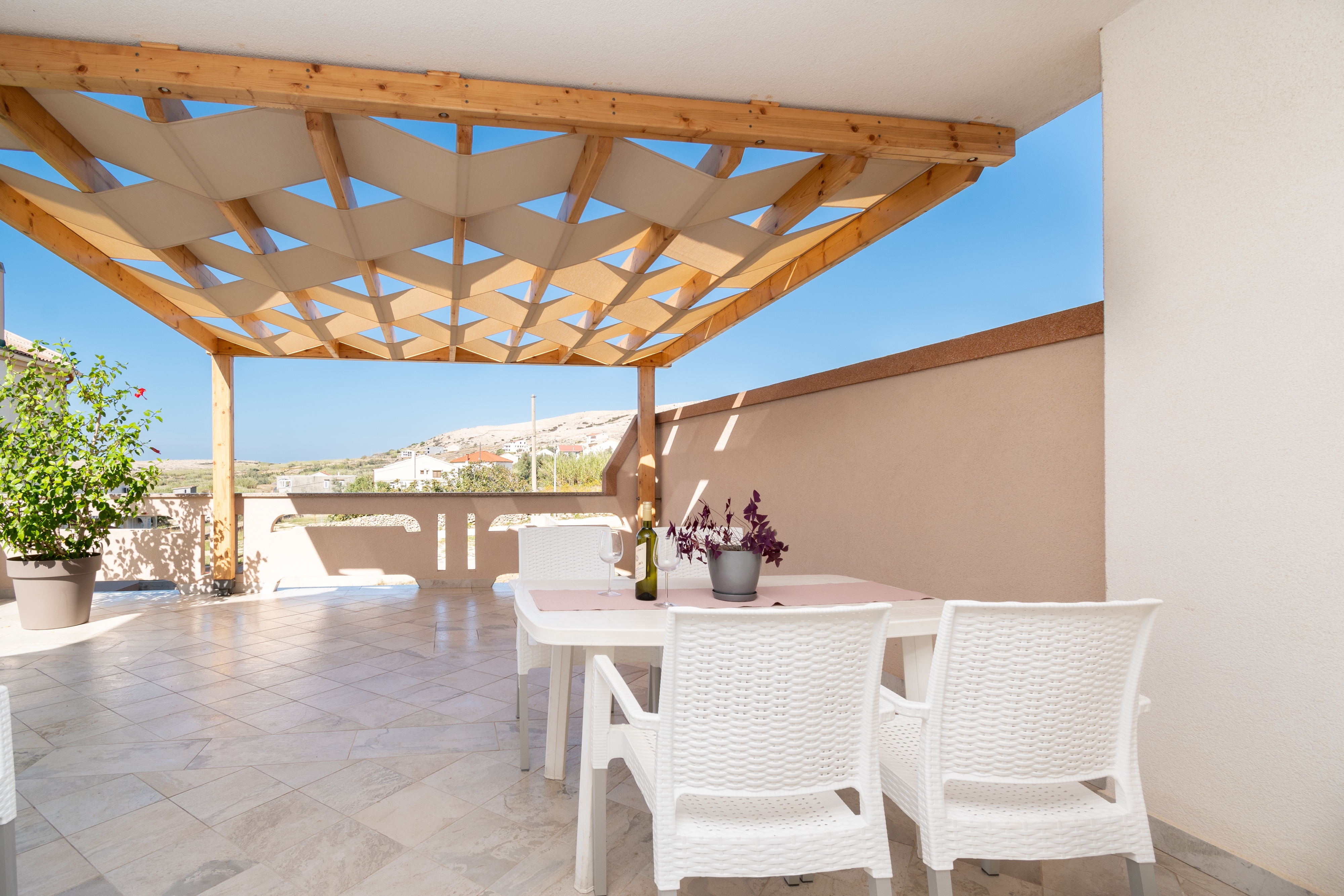 Two bedroom apartment with terrace and sea view Zubovići, Pag  A-b