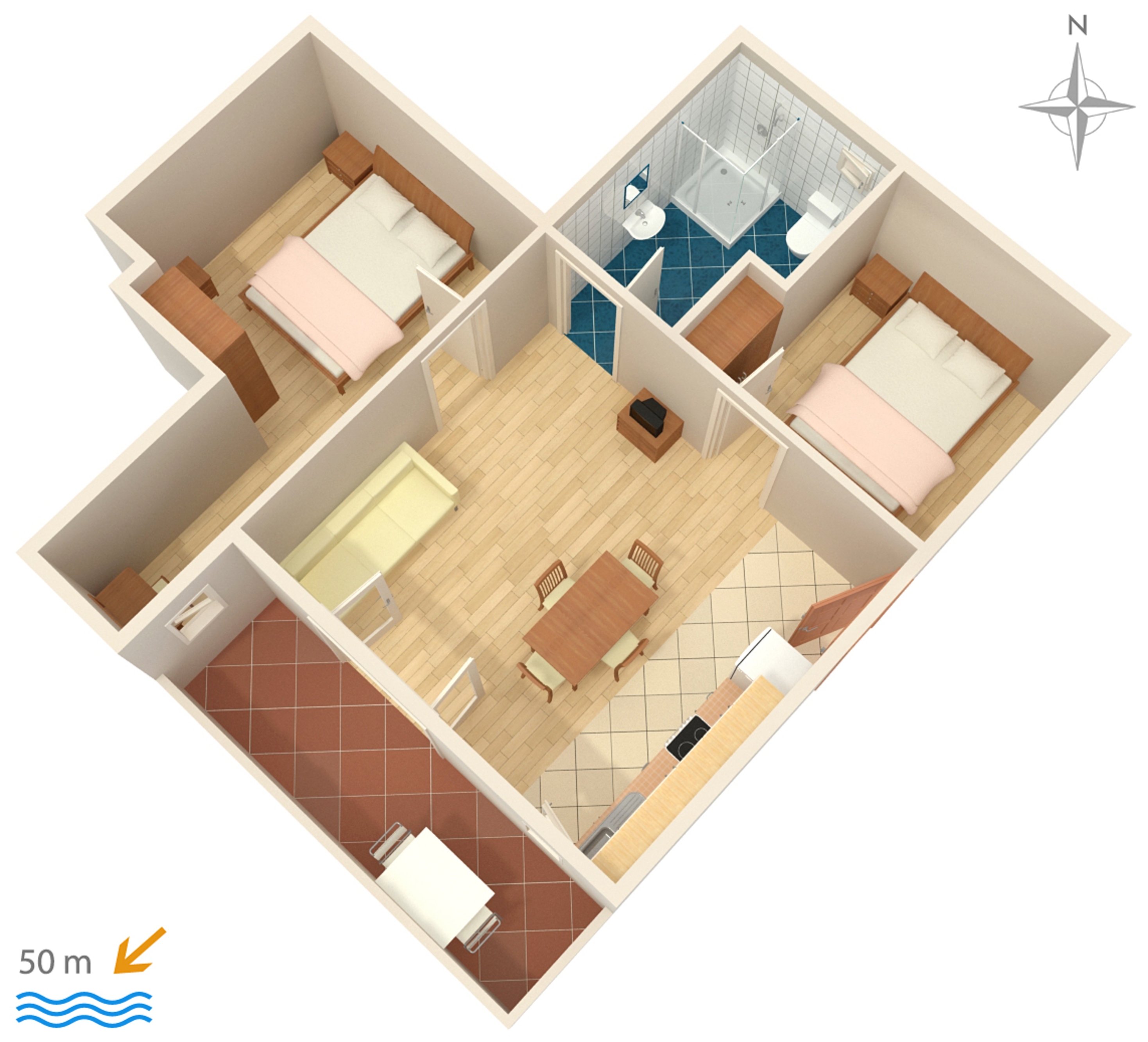 Two bedroom apartment near beach Stara Novalja, Pag  A-b