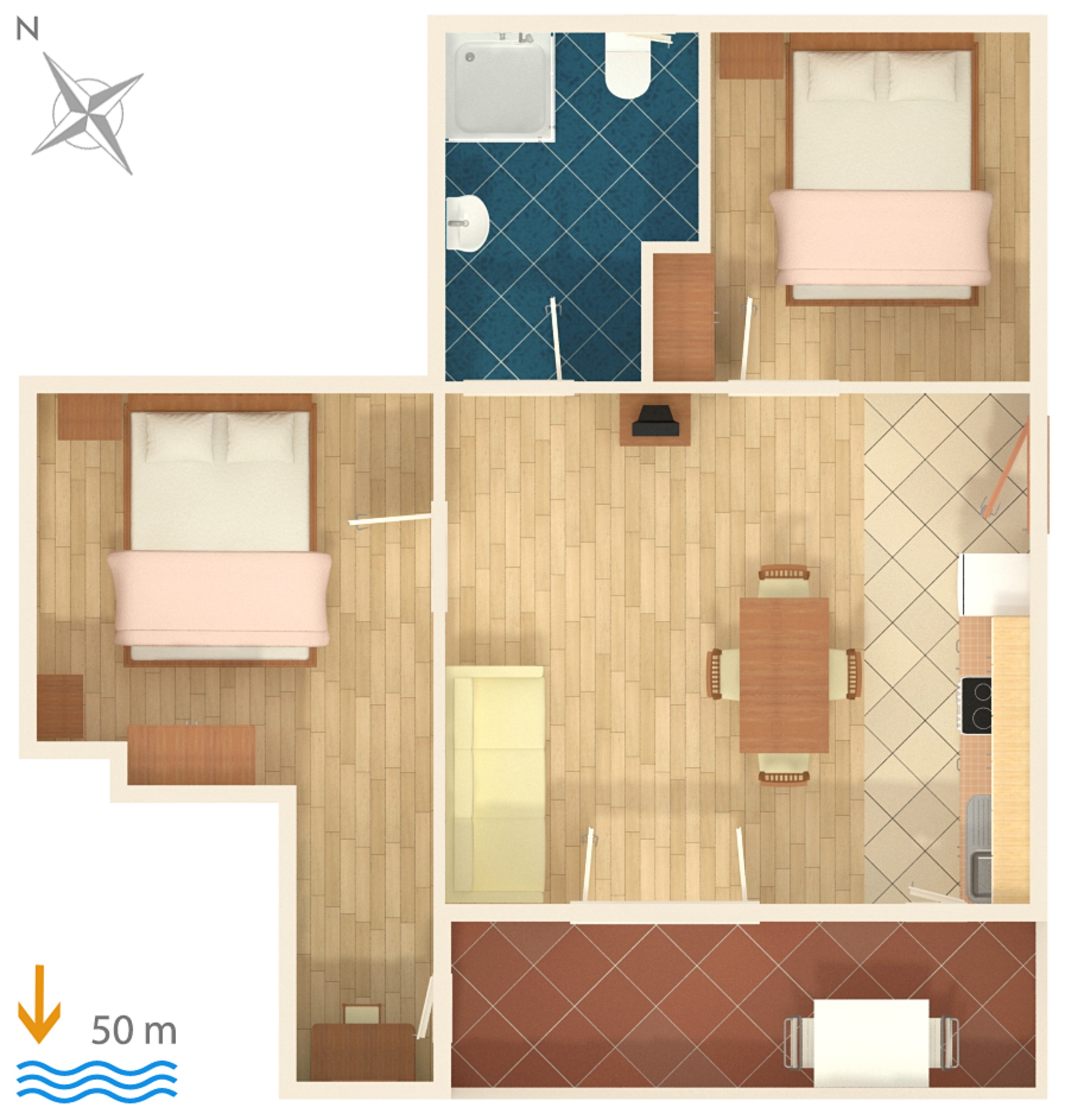 Two bedroom apartment near beach Stara Novalja, Pag  A-b