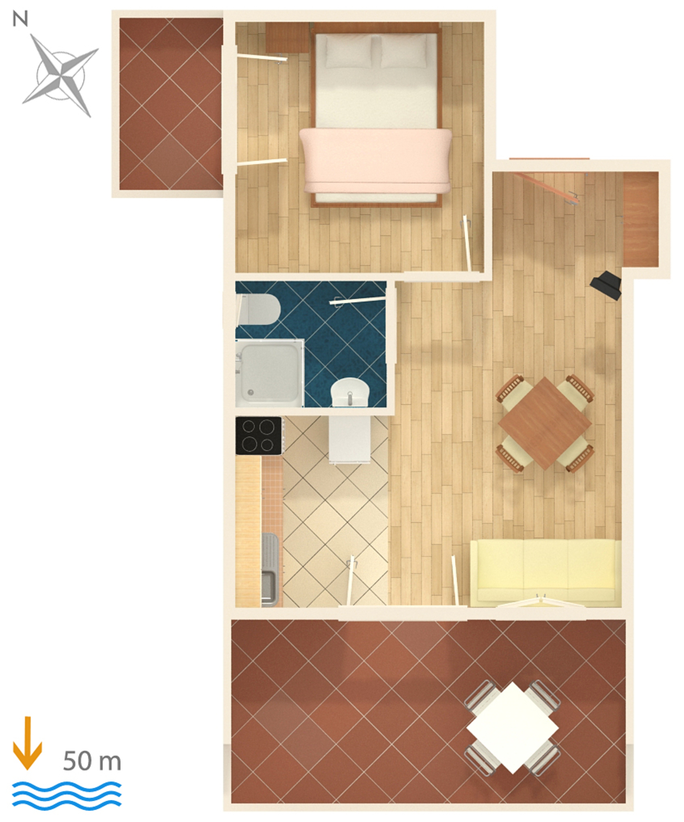 One bedroom apartment near beach Stara Novalja, Pag  A-c