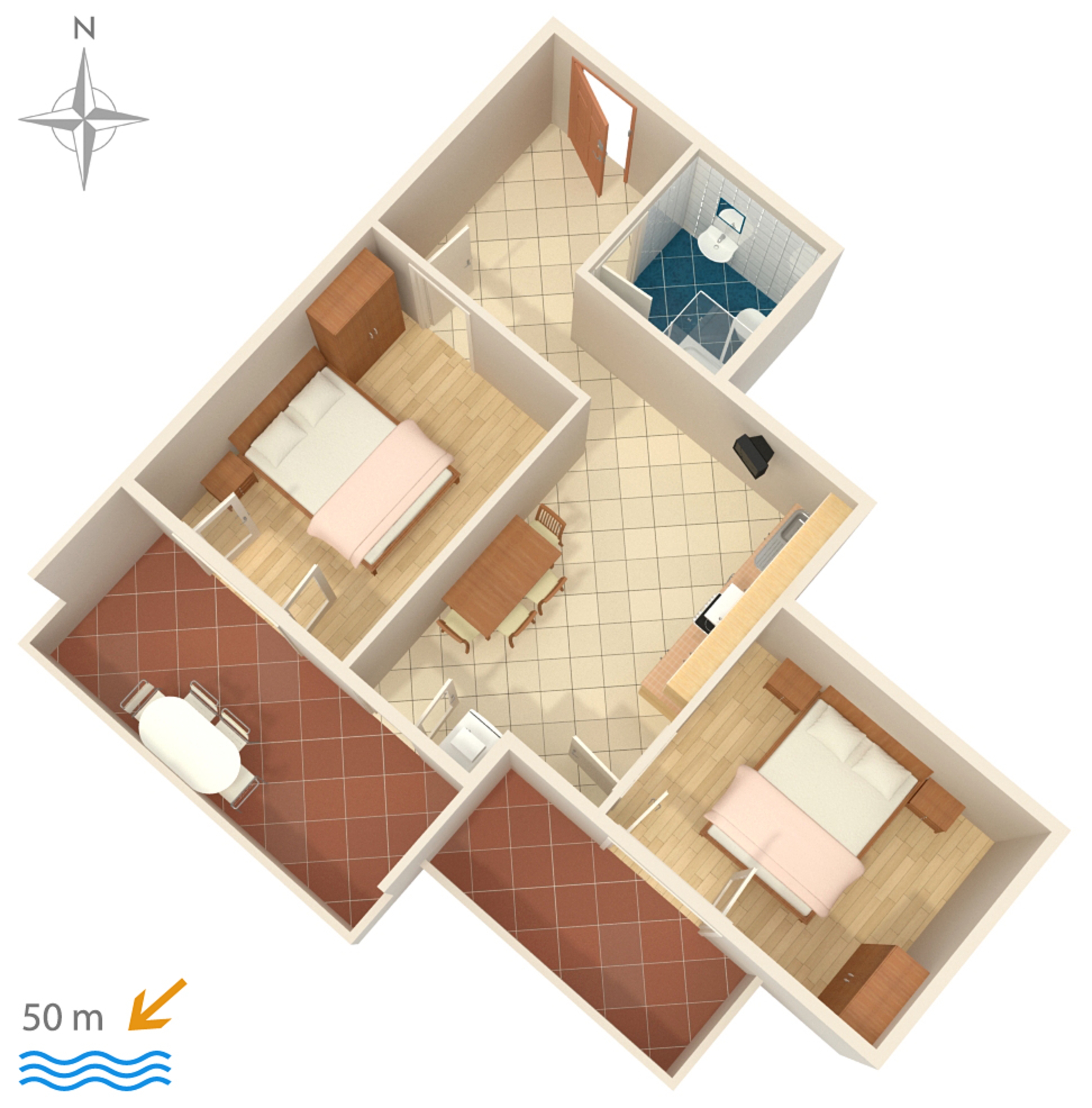 Two bedroom apartment near beach Stara Novalja, Pag  A-d