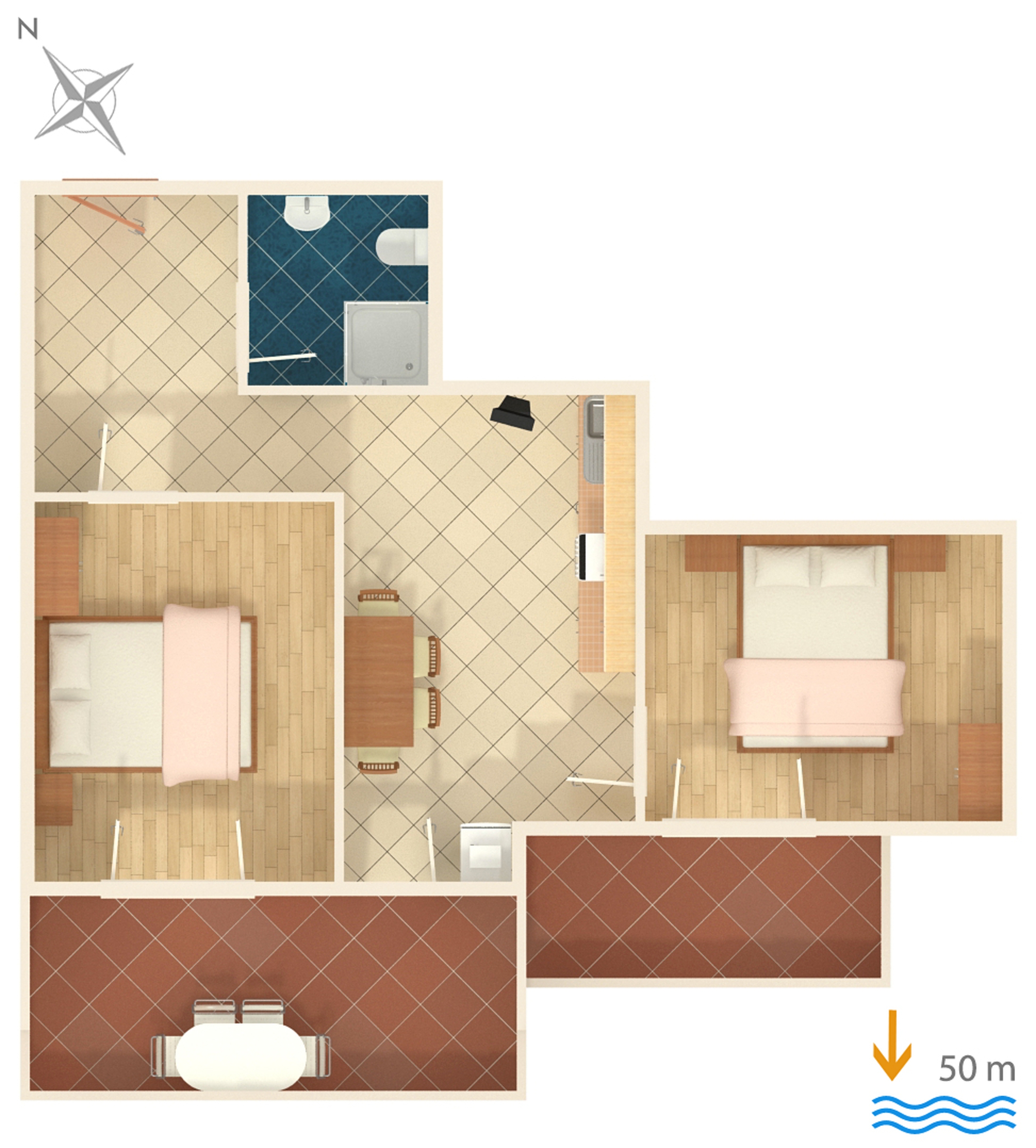 Two bedroom apartment near beach Stara Novalja, Pag  A-d