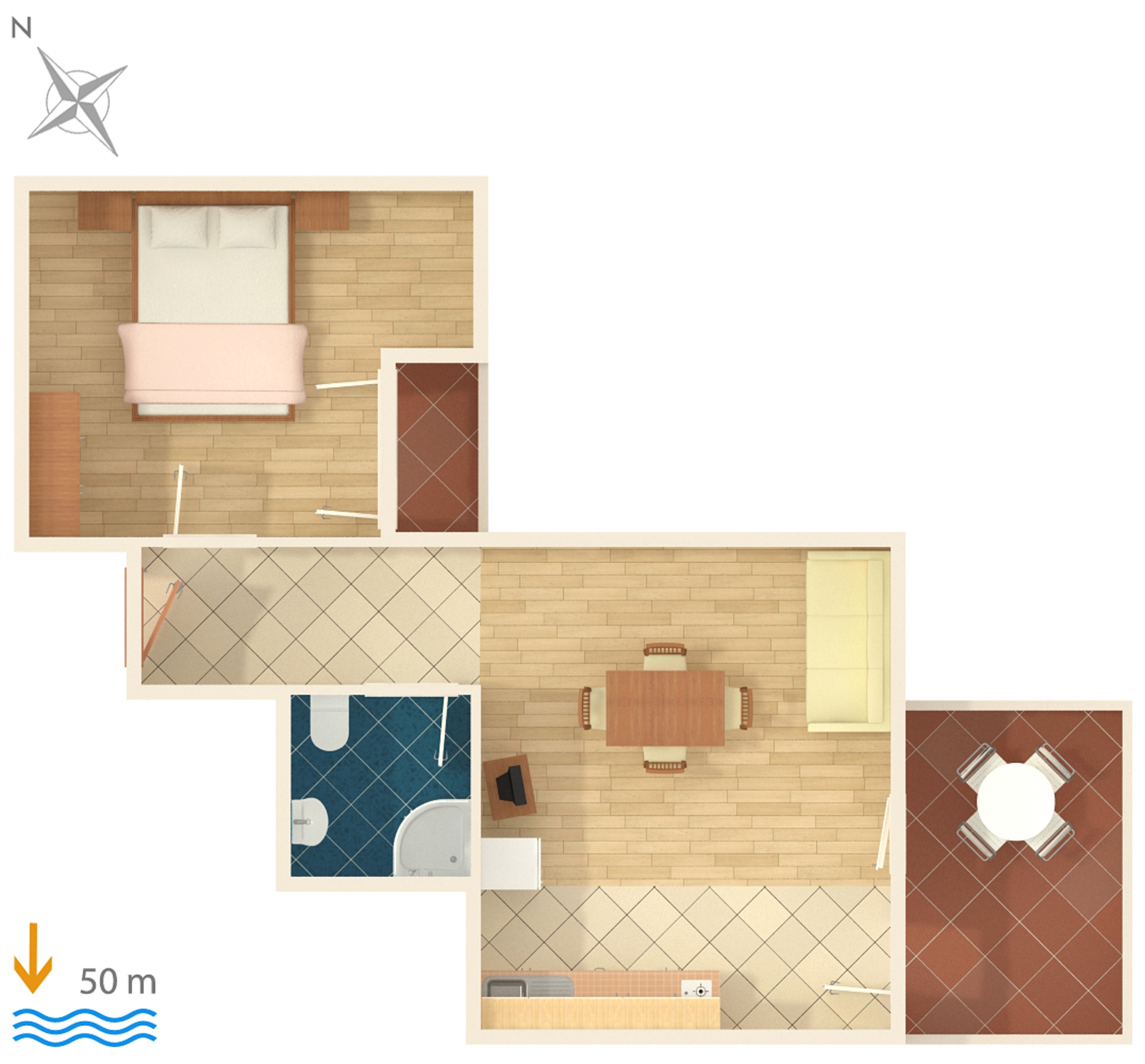 One bedroom apartment near beach Stara Novalja, Pag  A-e