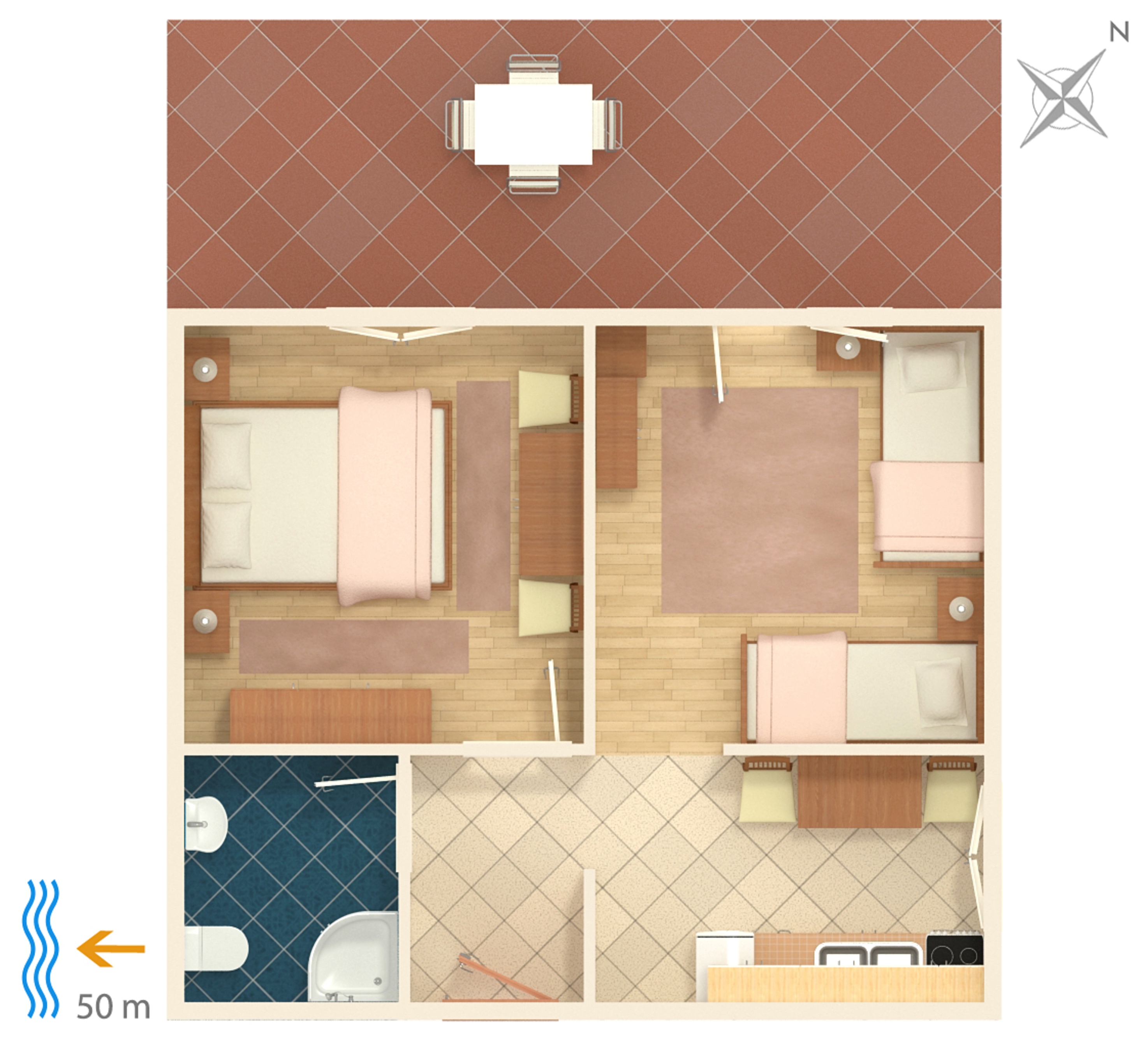 One bedroom apartment with terrace Pag  A-a