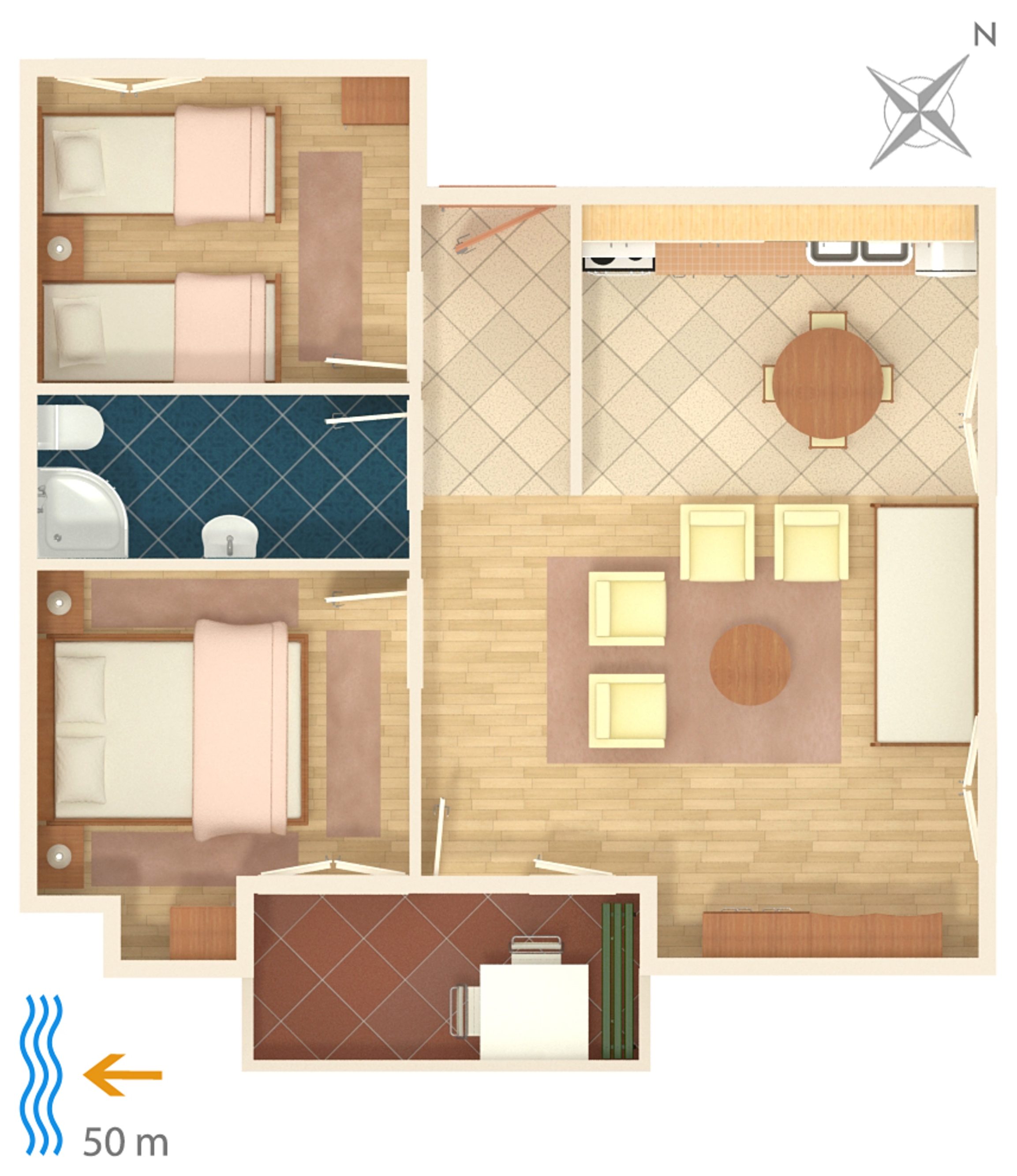 Two bedroom apartment with terrace and sea view Pag  A-c