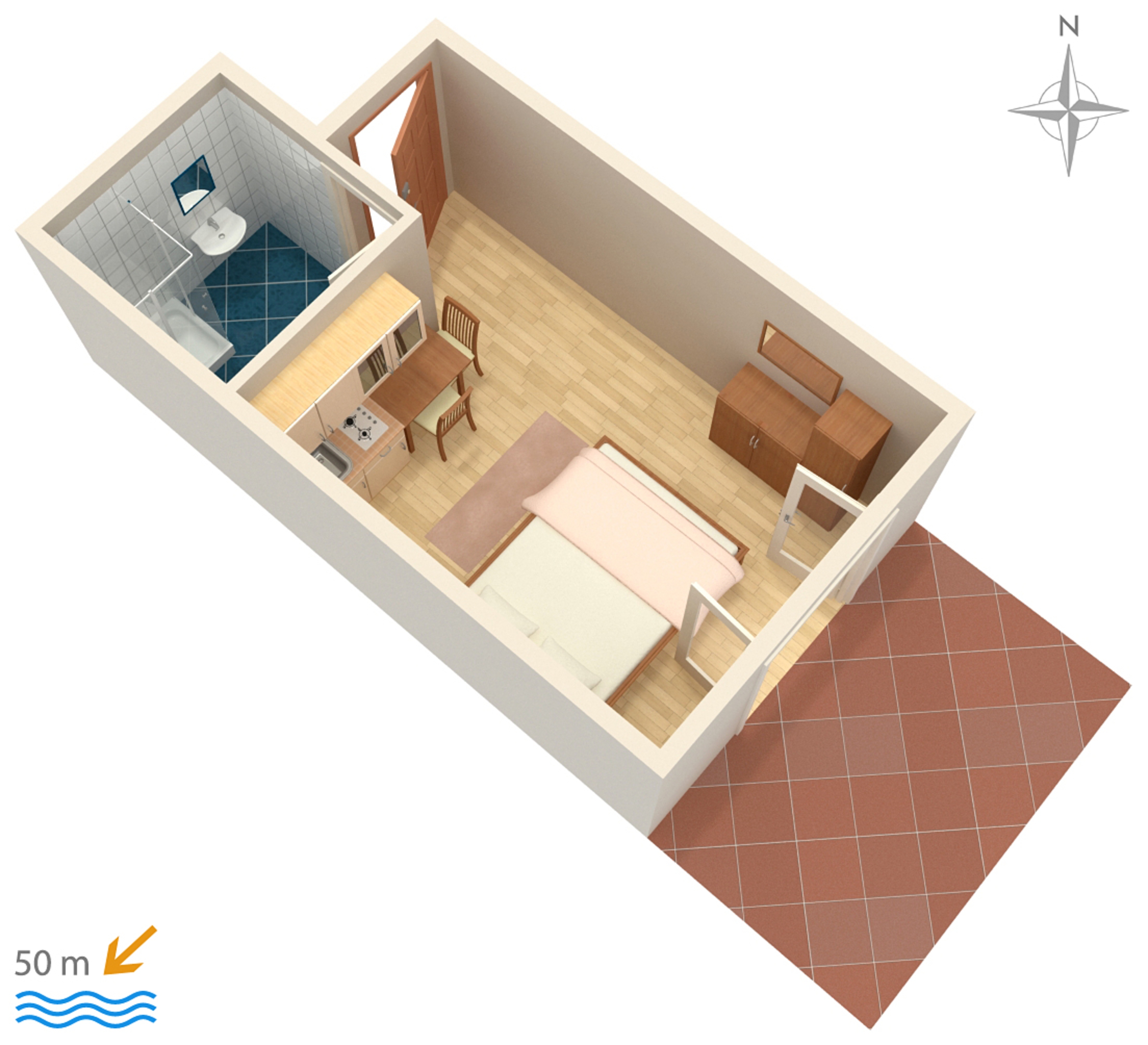 Studio flat with terrace Pag  AS-b