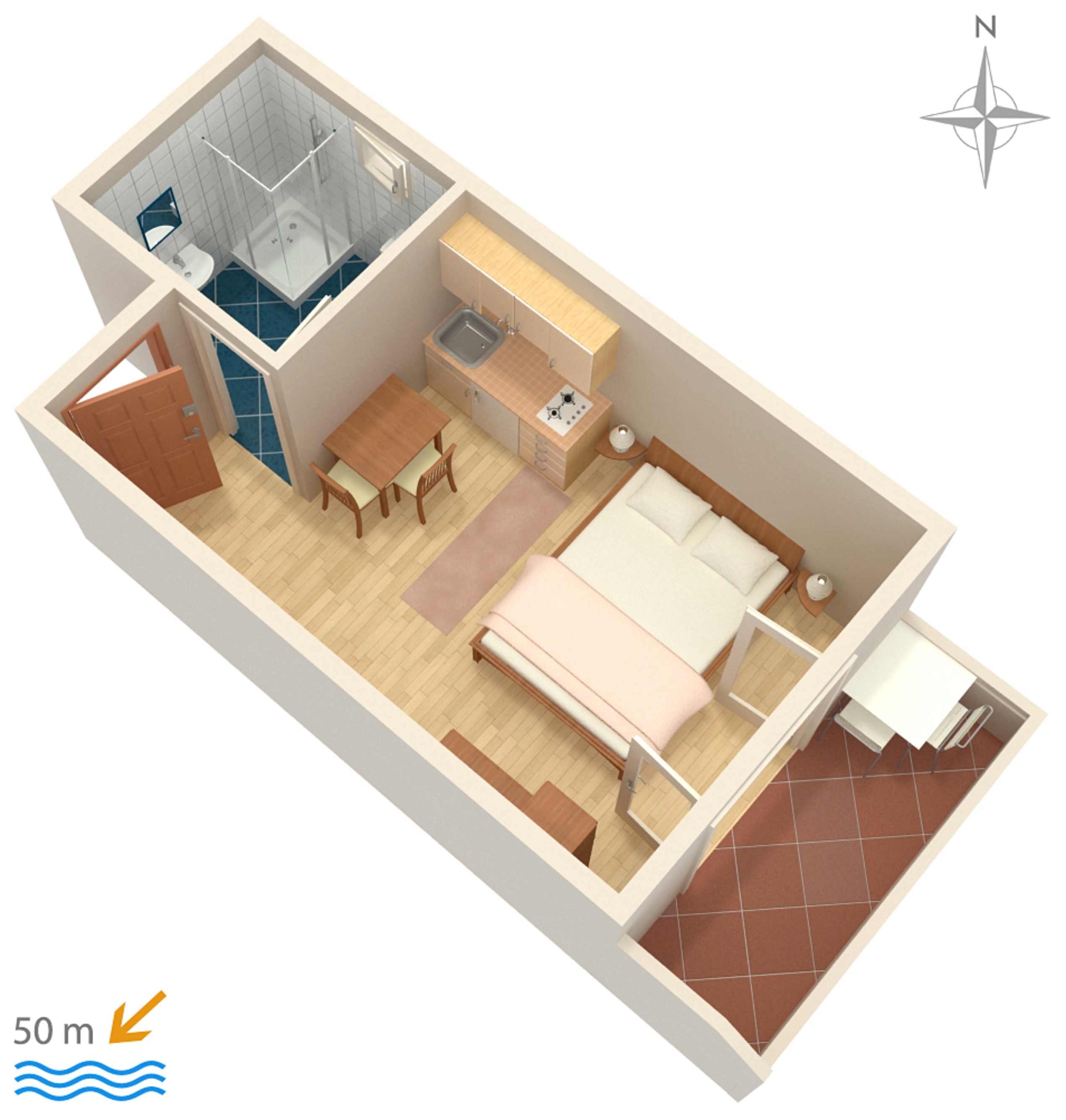 Studio flat with balcony Pag  AS-c