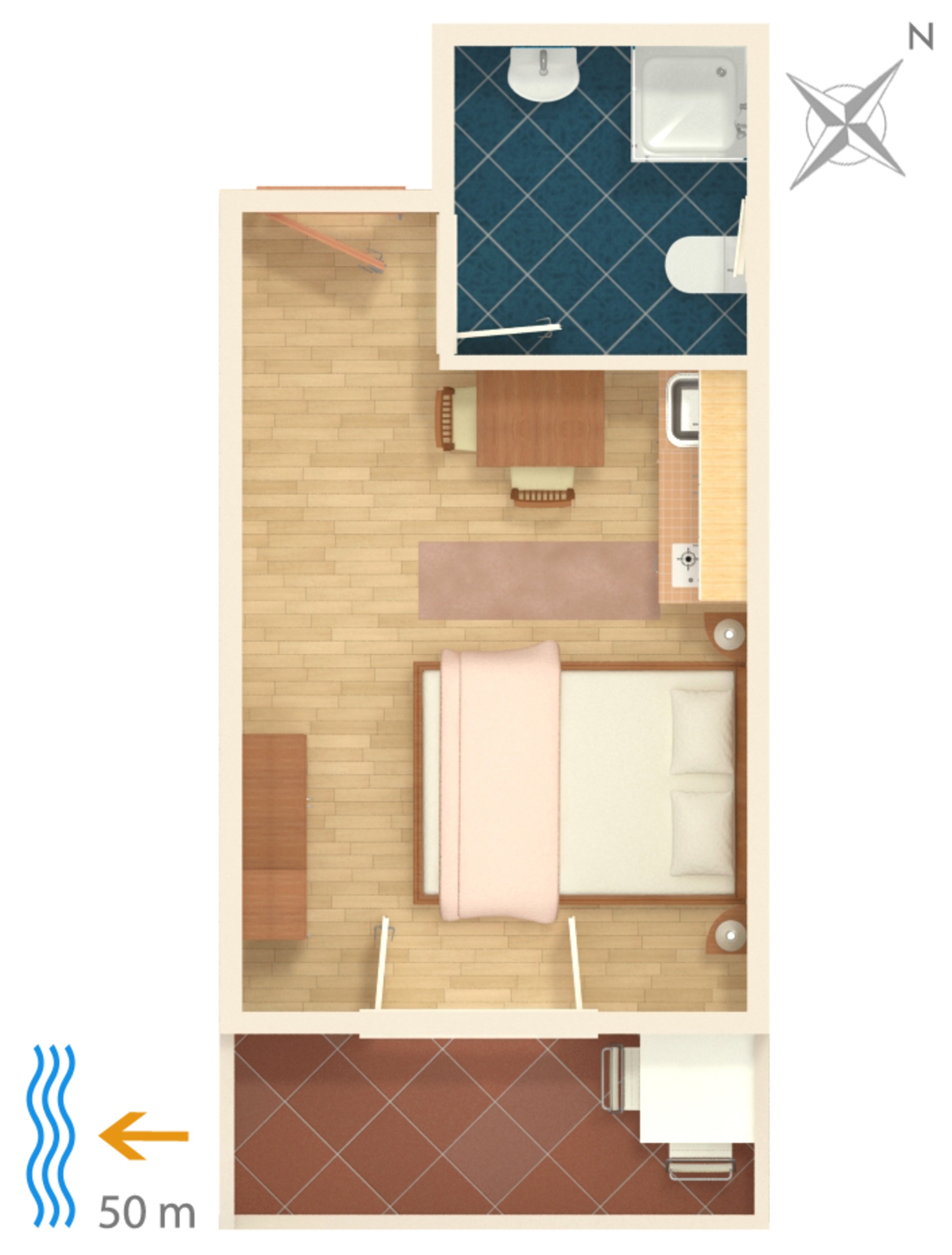 Studio flat with balcony Pag  AS-c