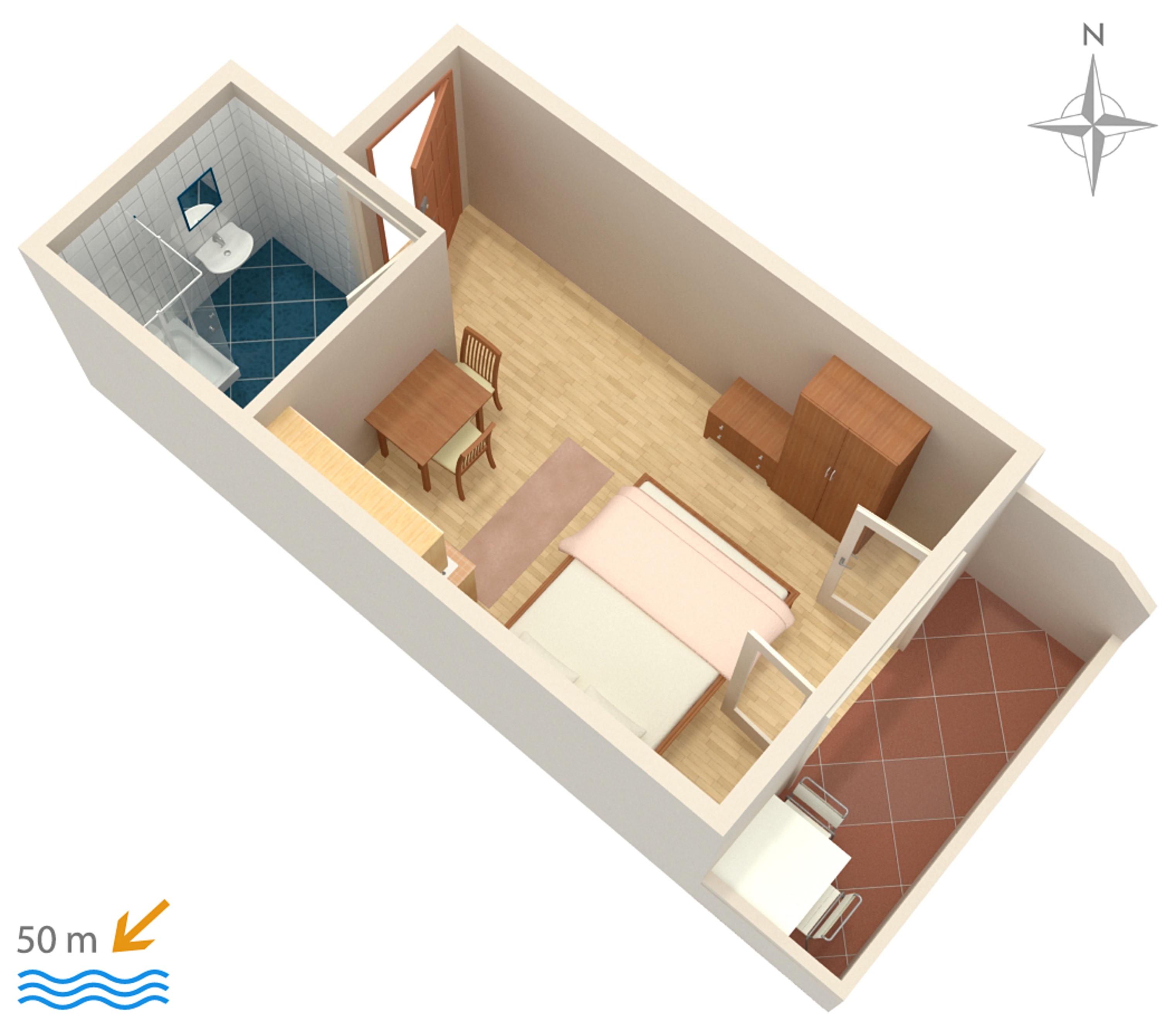 Studio flat with balcony Pag  AS-d