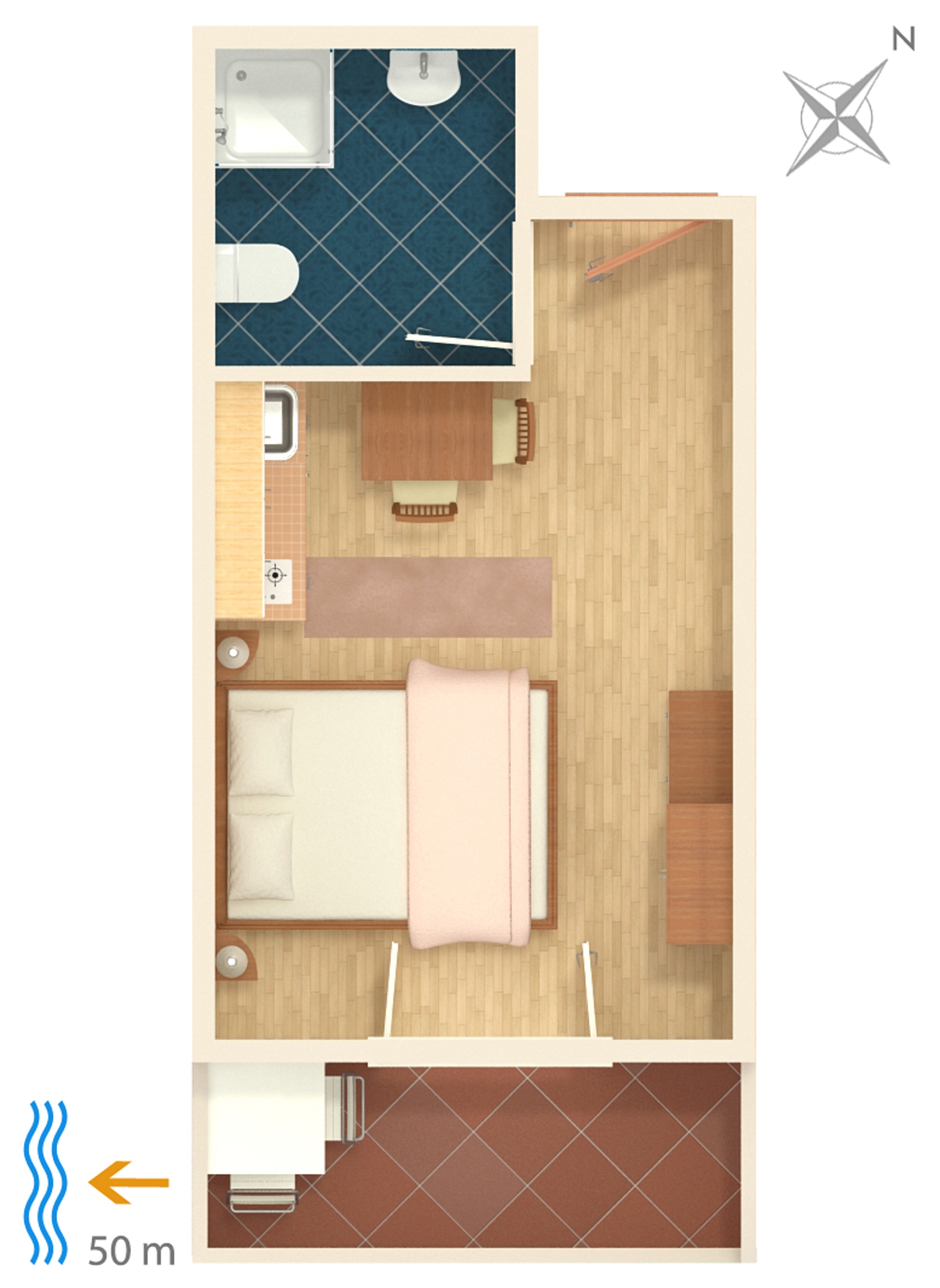Studio flat with balcony Pag  AS-d