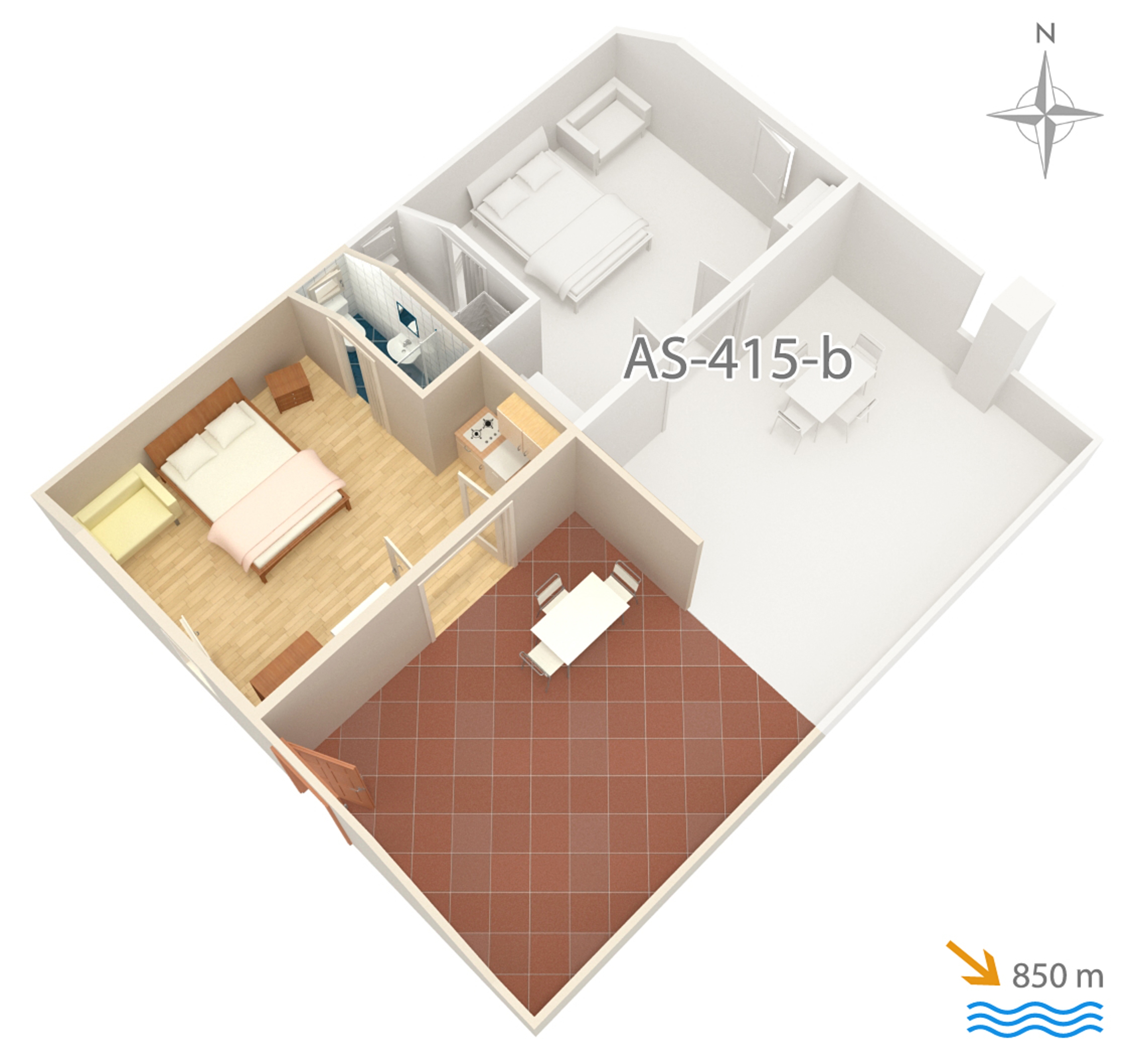 Studio flat with terrace and sea view Kornić, Krk  AS-a