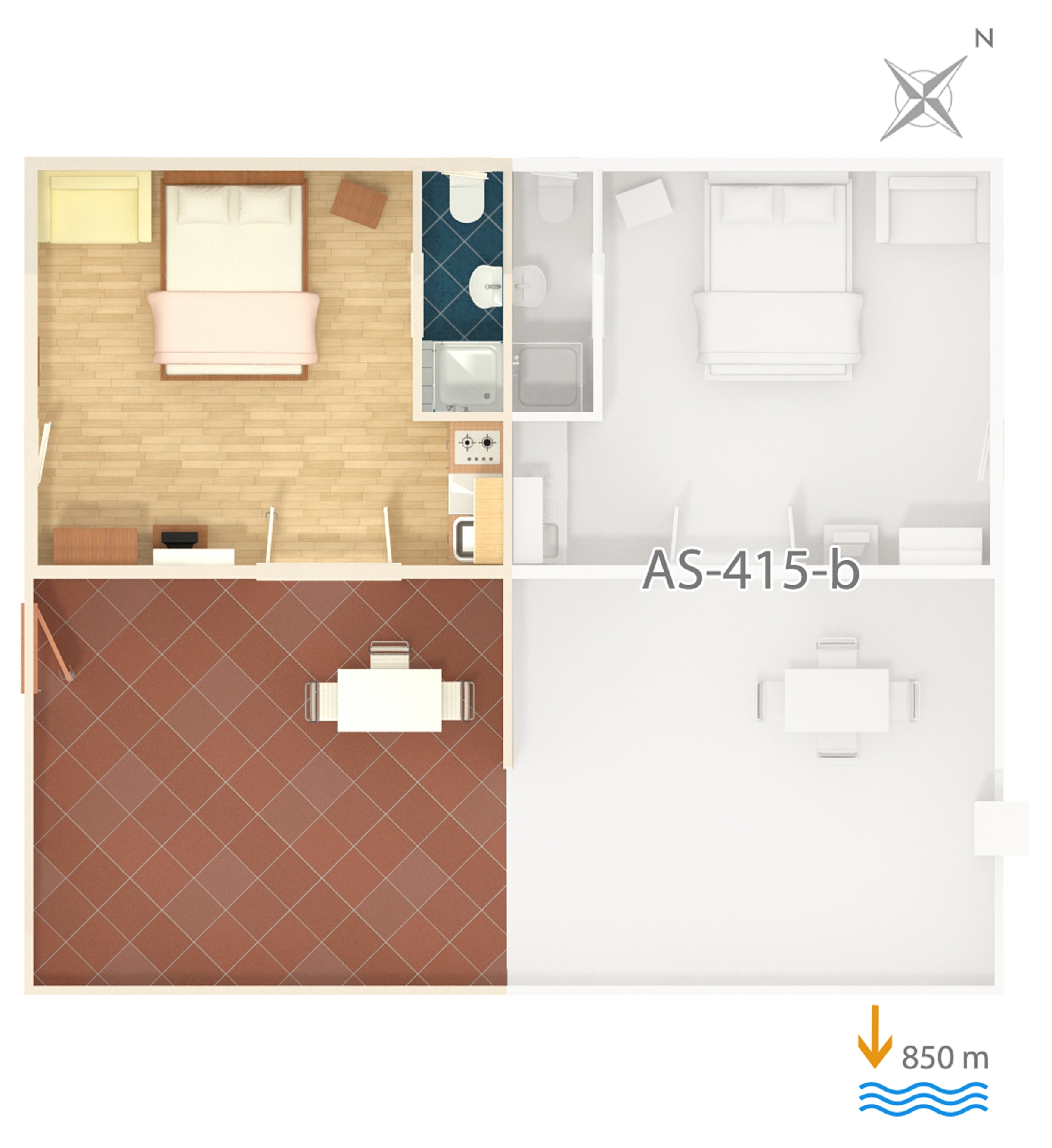 Studio flat with terrace and sea view Kornić, Krk  AS-a