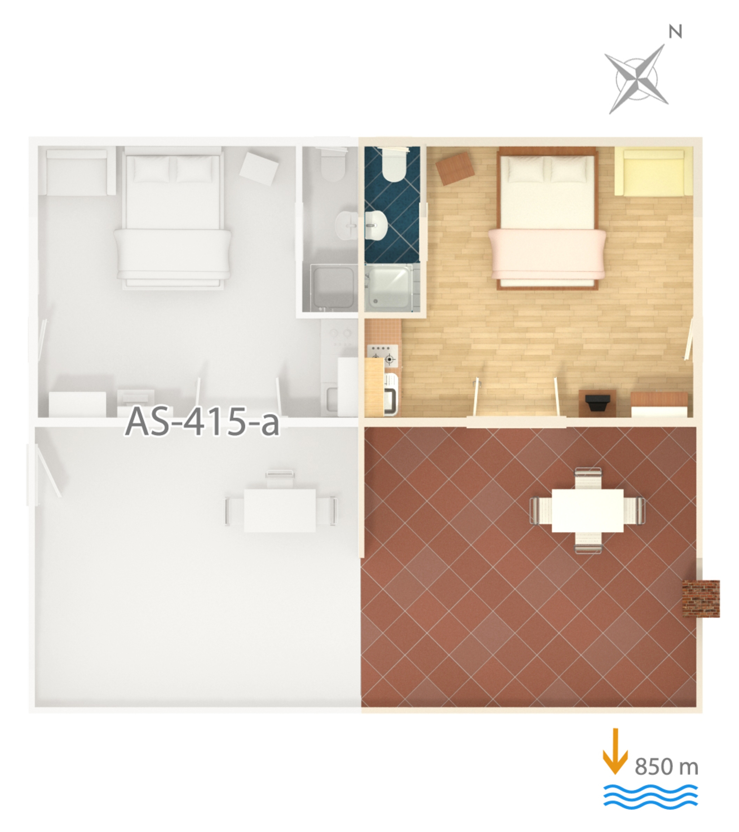 Studio flat with terrace and sea view Kornić, Krk  AS-b
