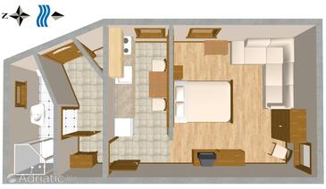 Plan Split, Plan in the studio-apartment, WIFI.