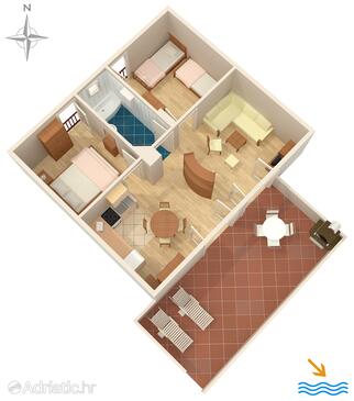 Kornić, Plan in the apartment, (pet friendly) and WiFi.