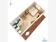 Kornić, Plan in the studio-apartment, (pet friendly) and WiFi.