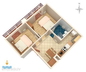 Vodice, Plan in the apartment, WiFi.